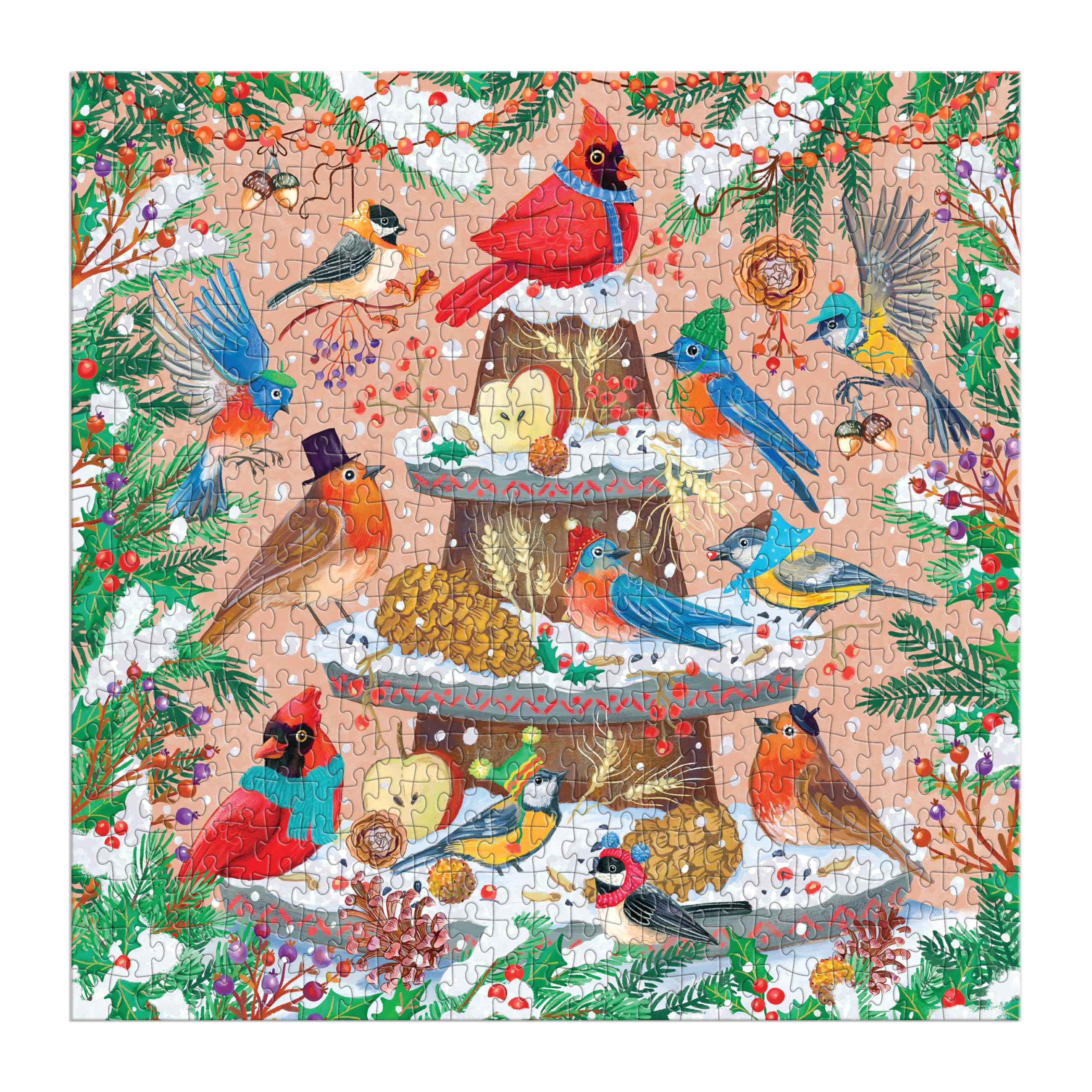 Galison Festive Feathers 500 Piece Foil Jigsaw Puzzle - 20x20 Inches Completed Size 6