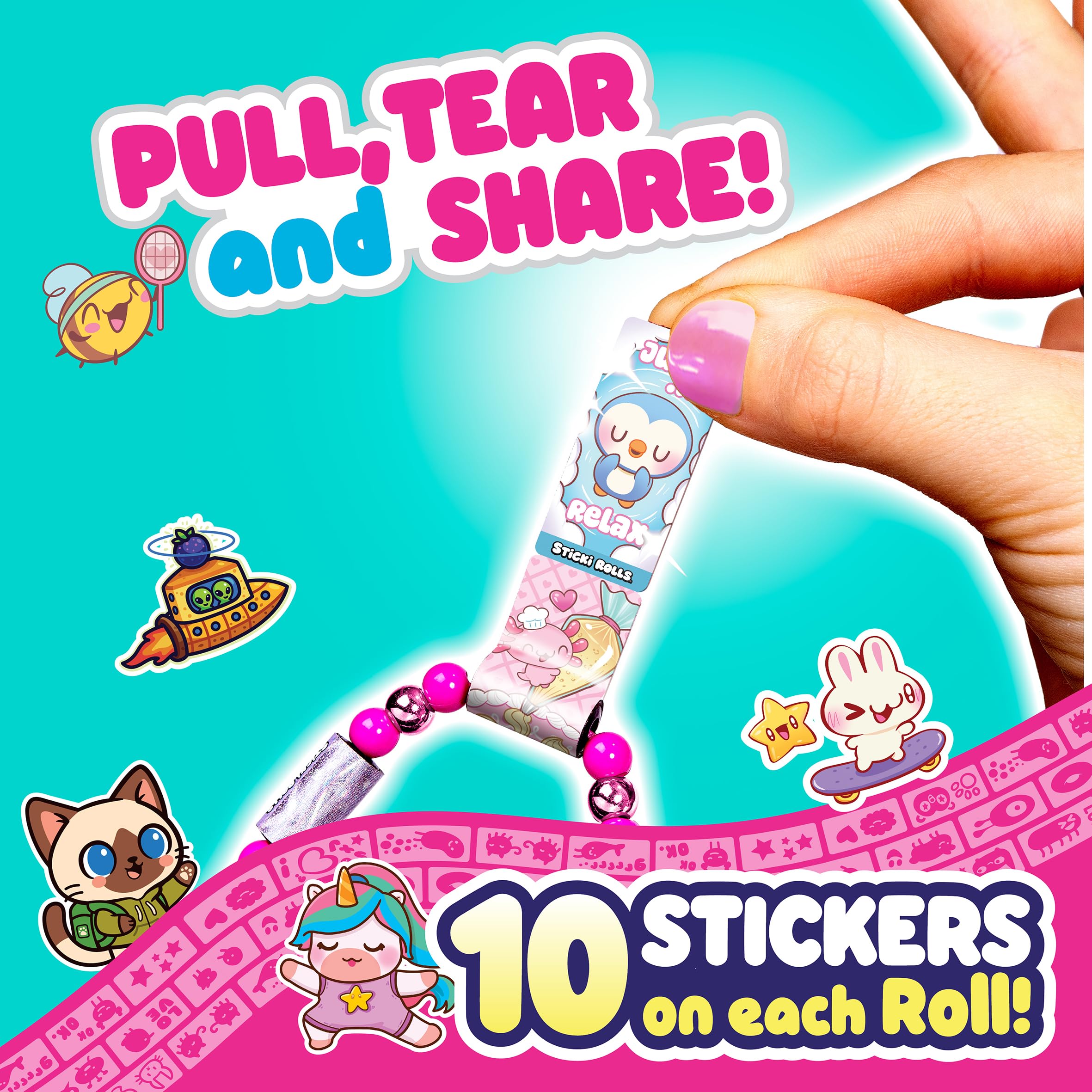 STICKI ROLLS Sticki Station S3 Jewelry Making Kit | 320 Stickers | 144 Beads | Create 6 Bracelets & 2 Necklaces 5