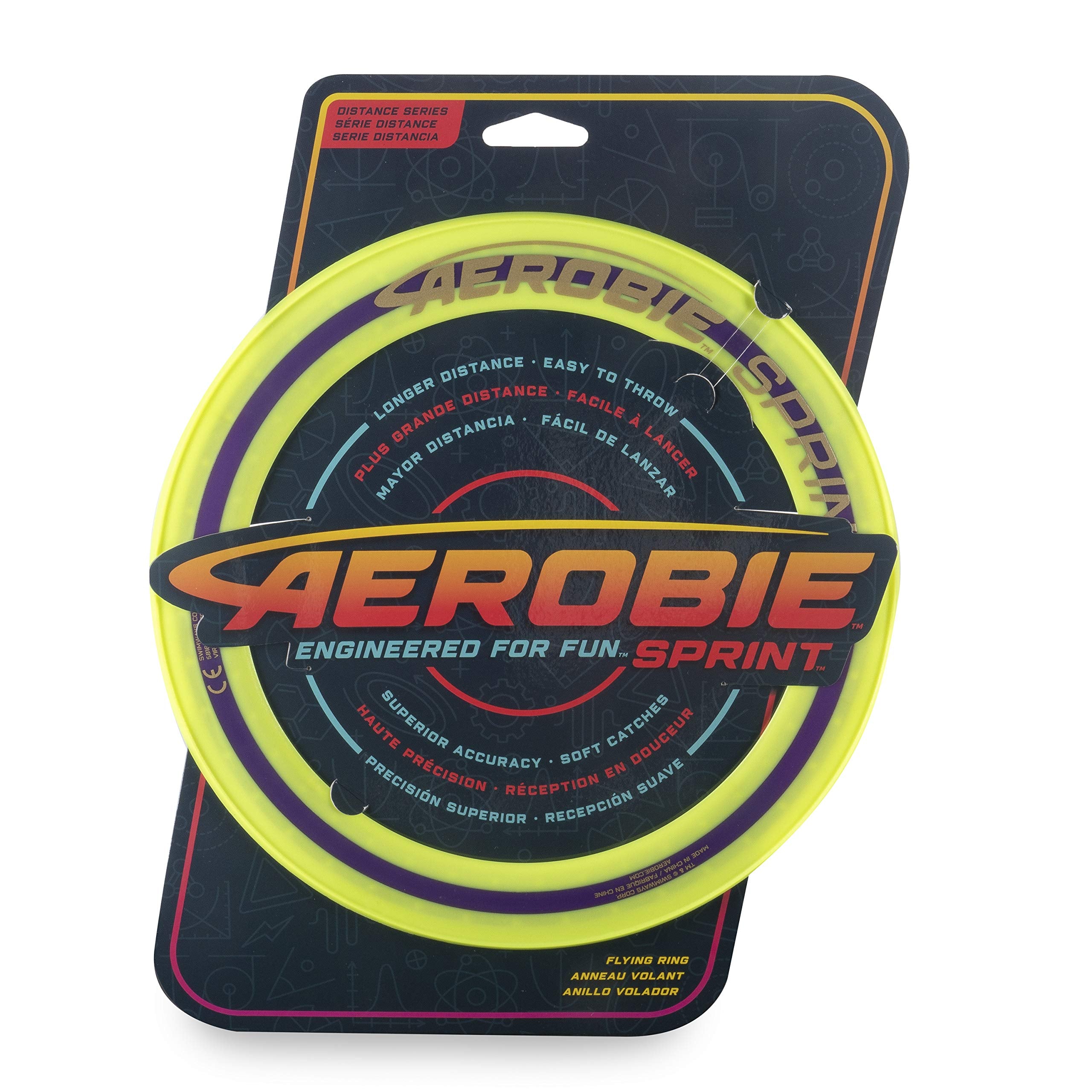 Aerobie Sprint Ring 10'' Flying Disc - High Quality Construction | Flies Enormously Far | Assorted Colours 4