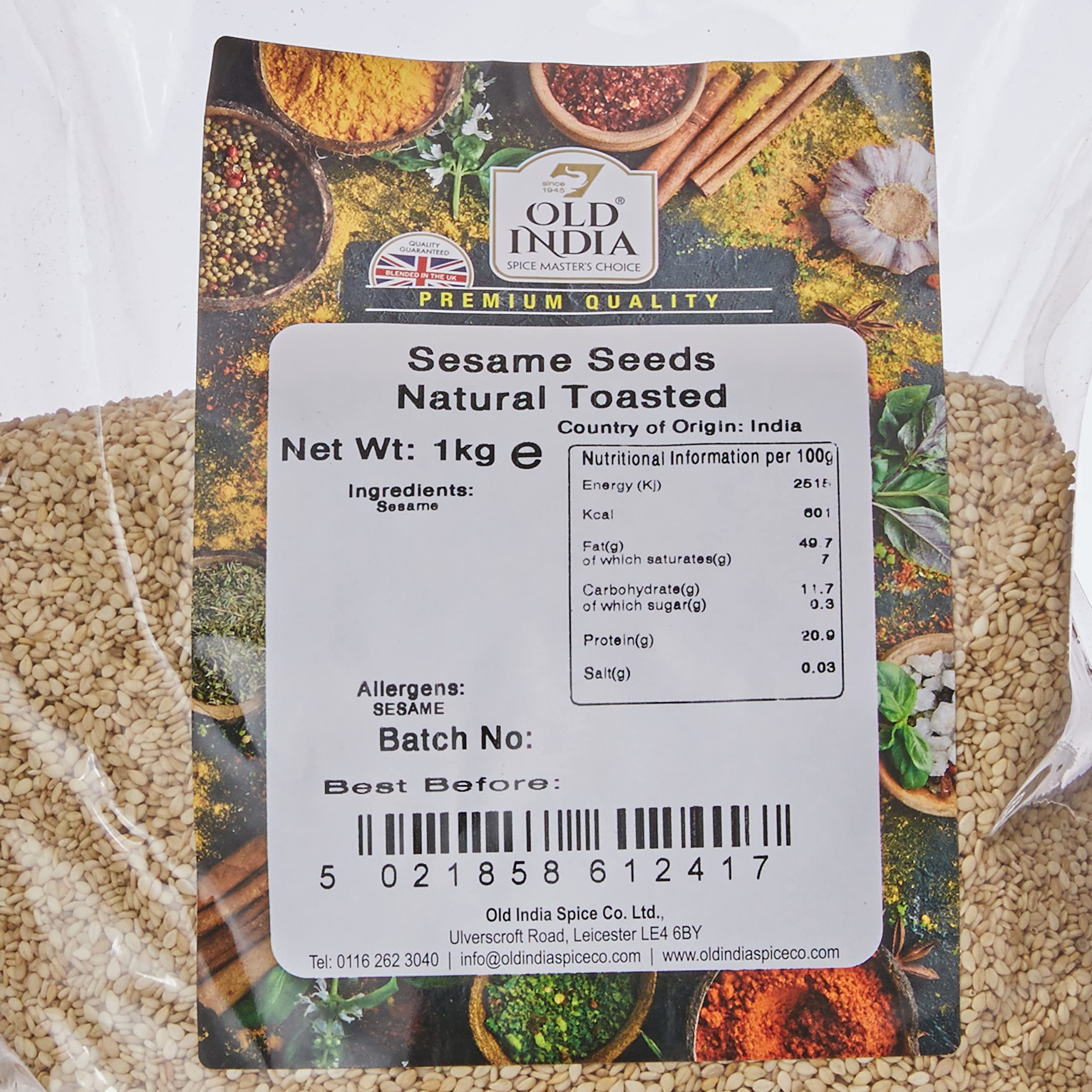 Old India Natural Toasted Sesame Seeds | 1kg Bag | Additive & GMO Free 2