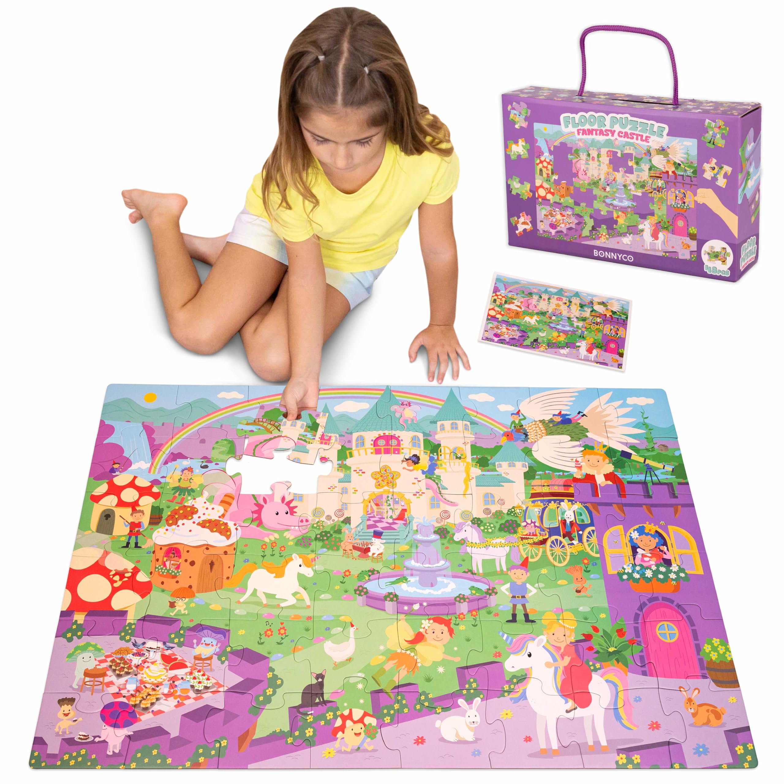 BONNYCO Giant Fantasy Castle Floor Puzzle - 48 Large Pieces, Ages 2+ 1