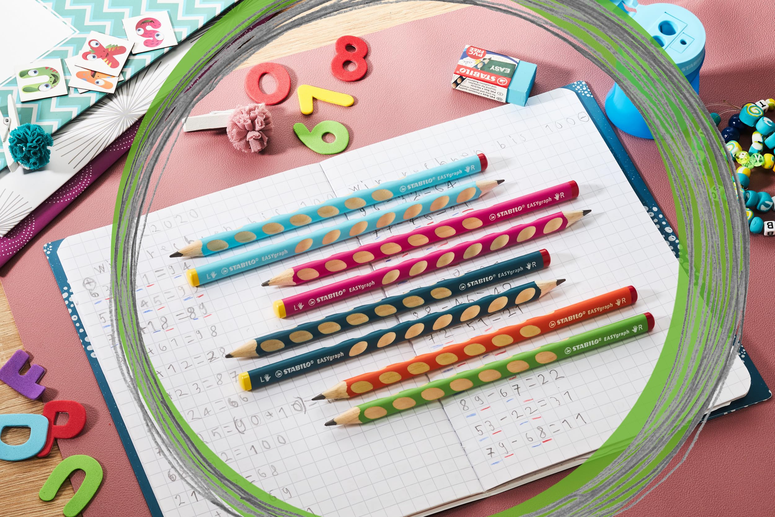 STABILO EASYgraph S Ergonomic Graphite Pencil - Left-Handed | HB Lead | 2.2mm Fine Line | Petrol 7