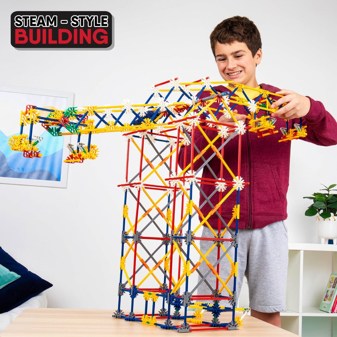 K'NEX 17035 Thrill Rides 3-in-1-Bauset für klassische Vergnügungsparks, 744-teiliges Kinderbauset für kreatives Spielen, stundenlanger Spaß beim Bauen von drei Fahrgeschäften auf dem Messegelände, geeignet für Jungen und Mädchen ab 9 Jahren