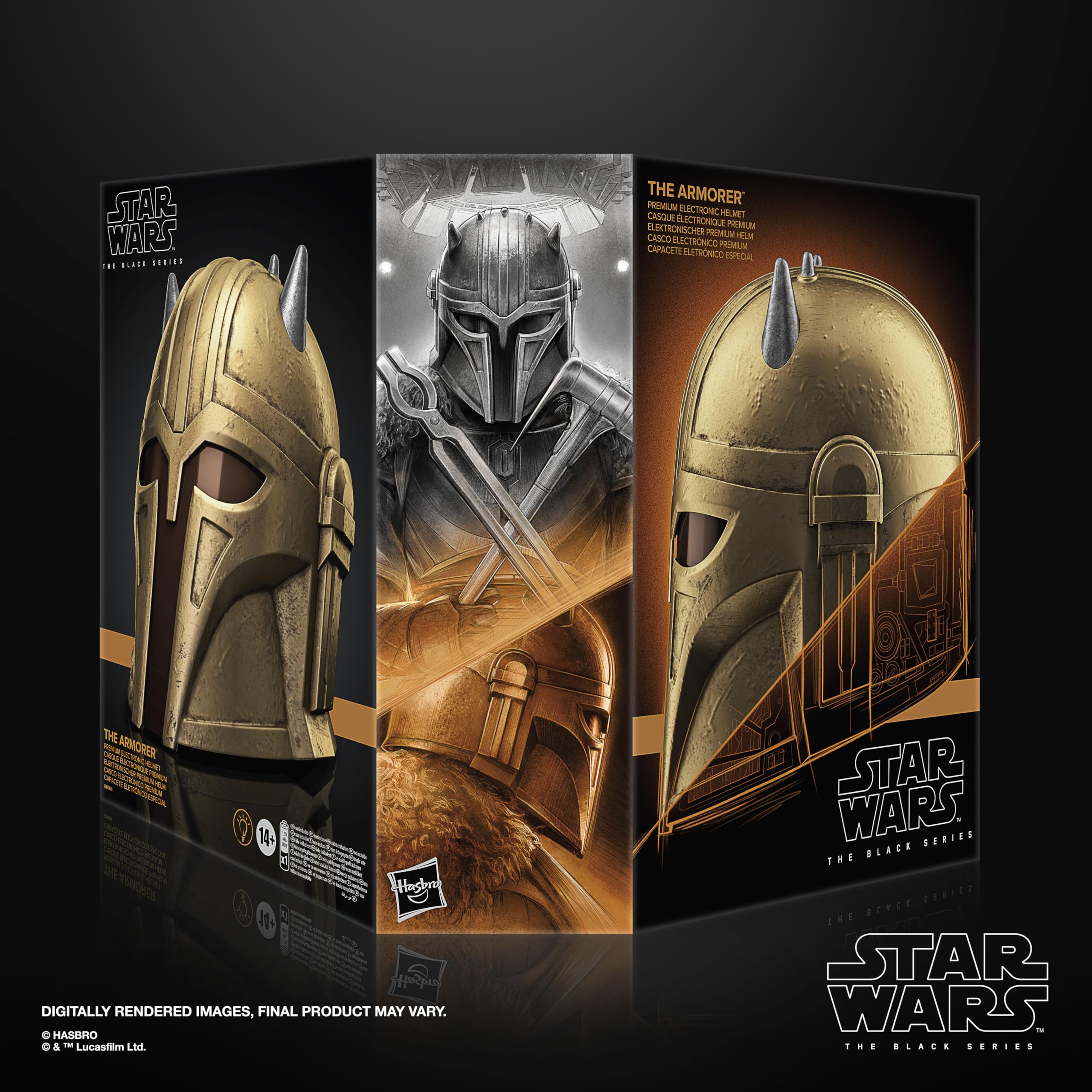 Star Wars The Black Series The Armorer Premium Electronic Helmet | Adult Roleplay | Gold