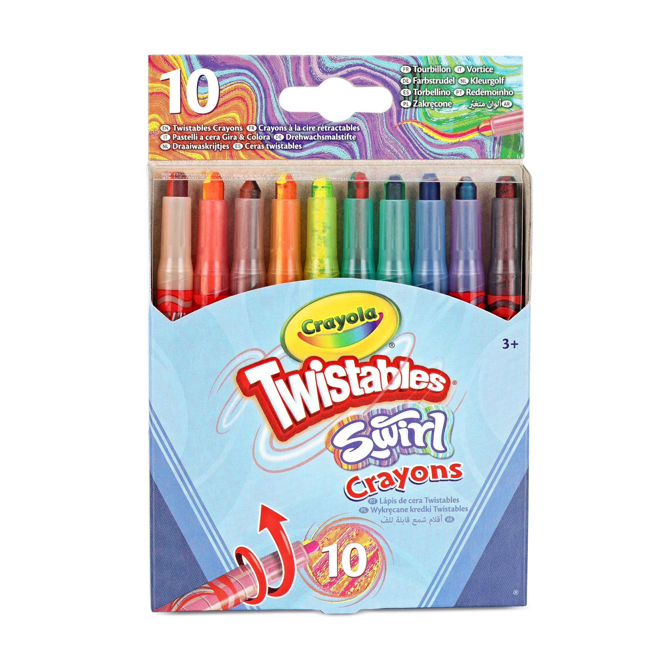 Crayola Swirl Mini Twistable Crayons - Assorted Colors (Pack of 10) | 4 Colors per Crayon | Twist-Up Design 1