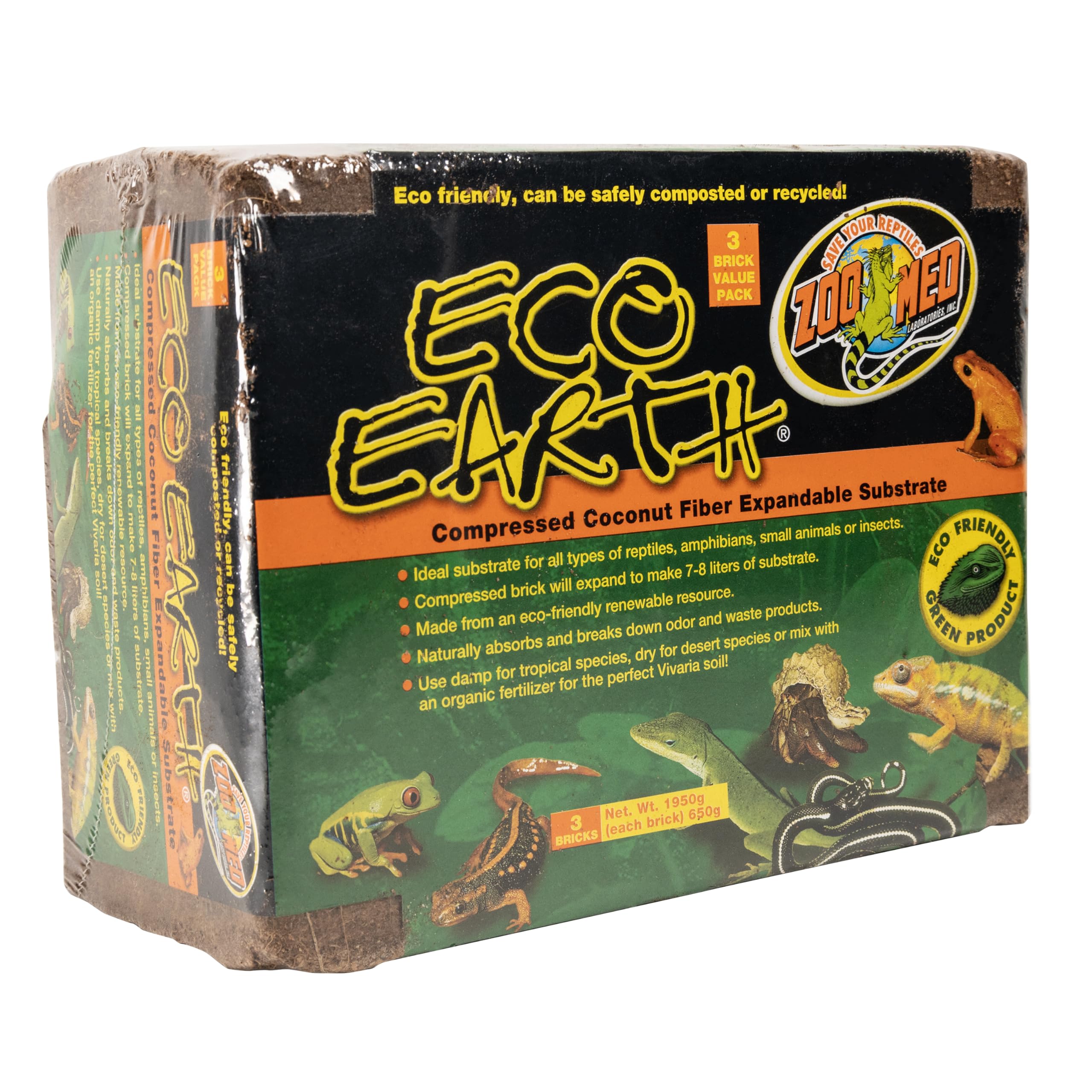 Zoo Med Eco Earth Compressed Coconut Fiber Substrate - 3 Pack