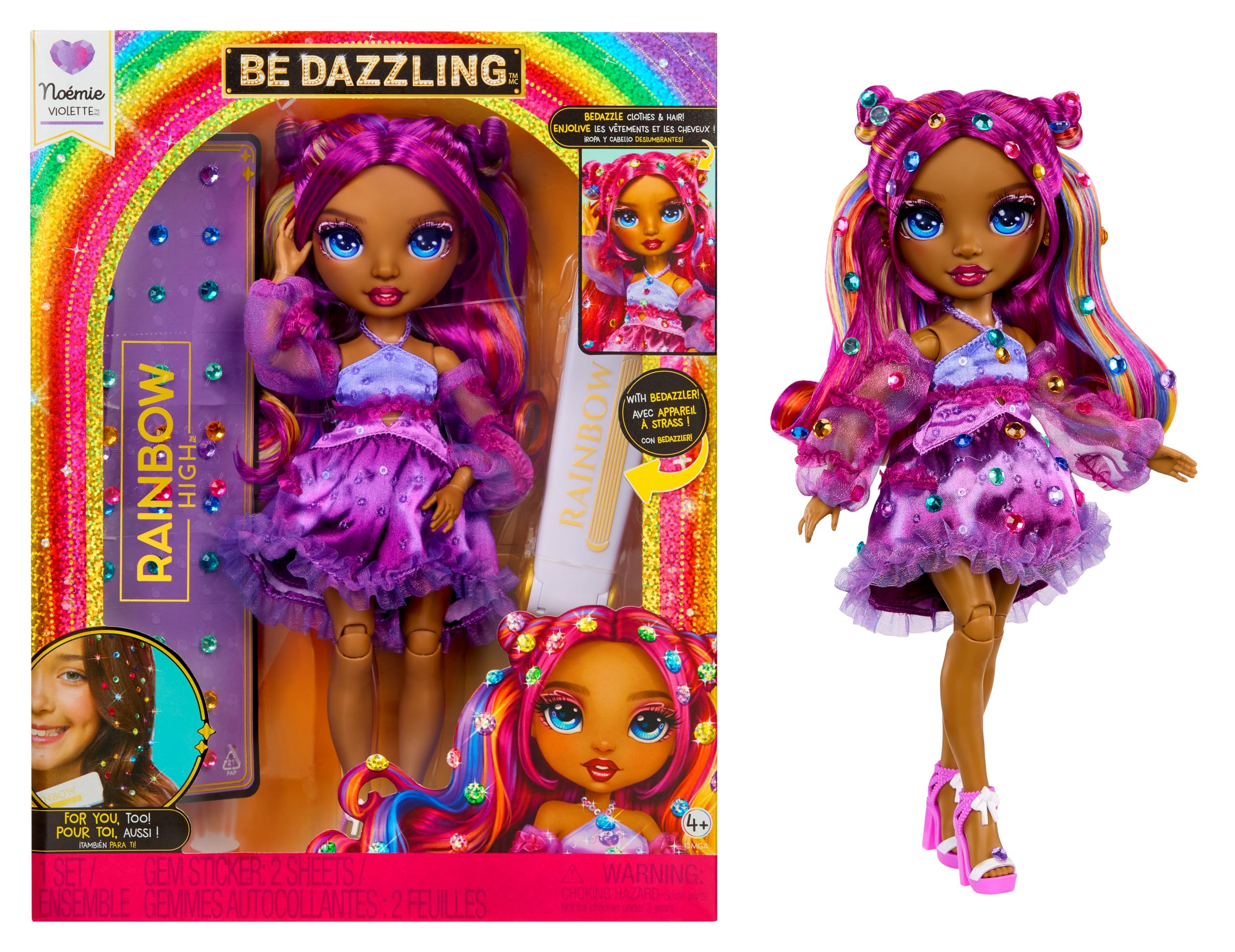 Rainbow High Be Dazzling Noemie Violette Doll - 28cm Purple Fashion Doll with Customization Tools 1