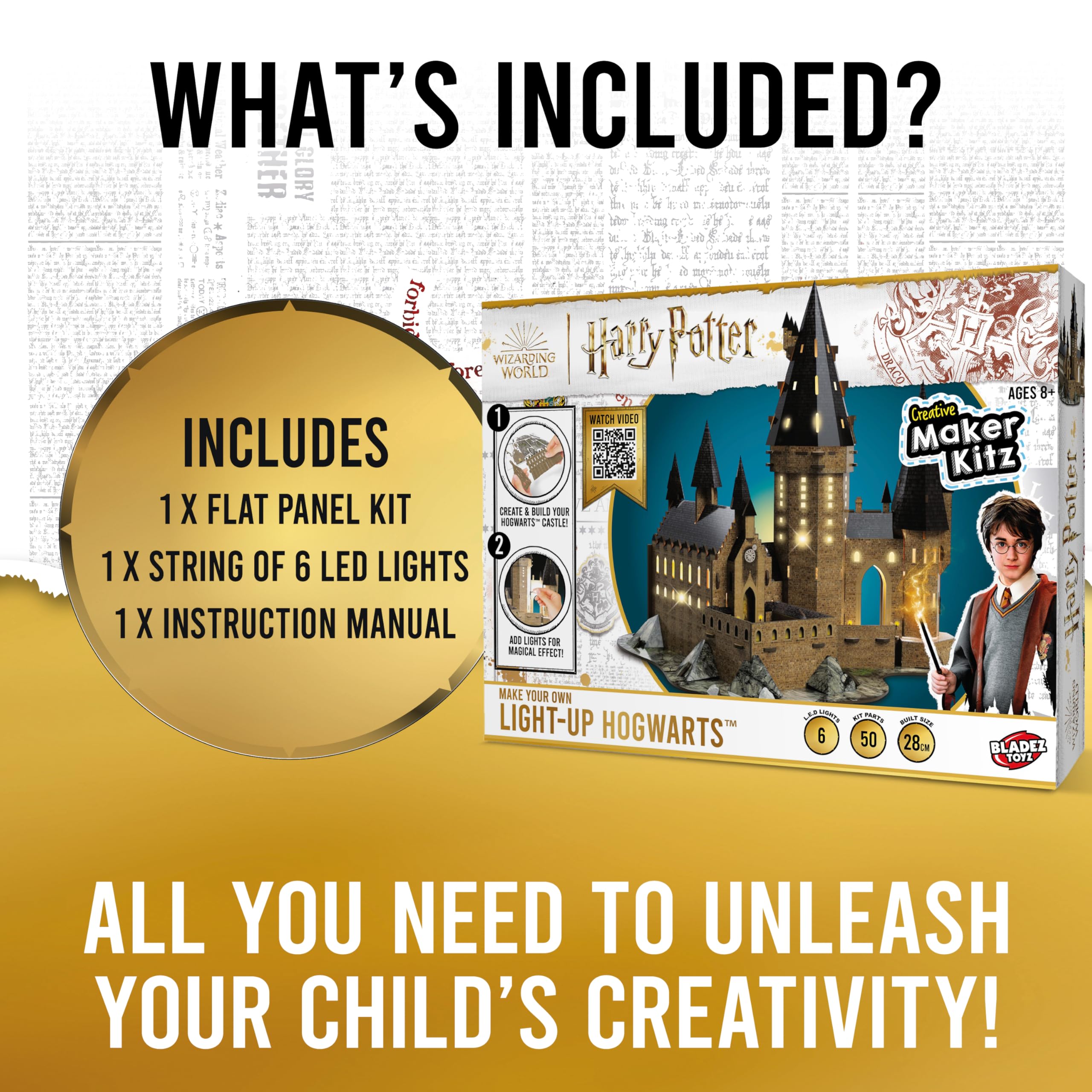 BLADEZ Harry Potter Hogwarts Castle Light-Up Papercraft Kit | 50 Pieces | Ages 6-8 | STEM Learning 4