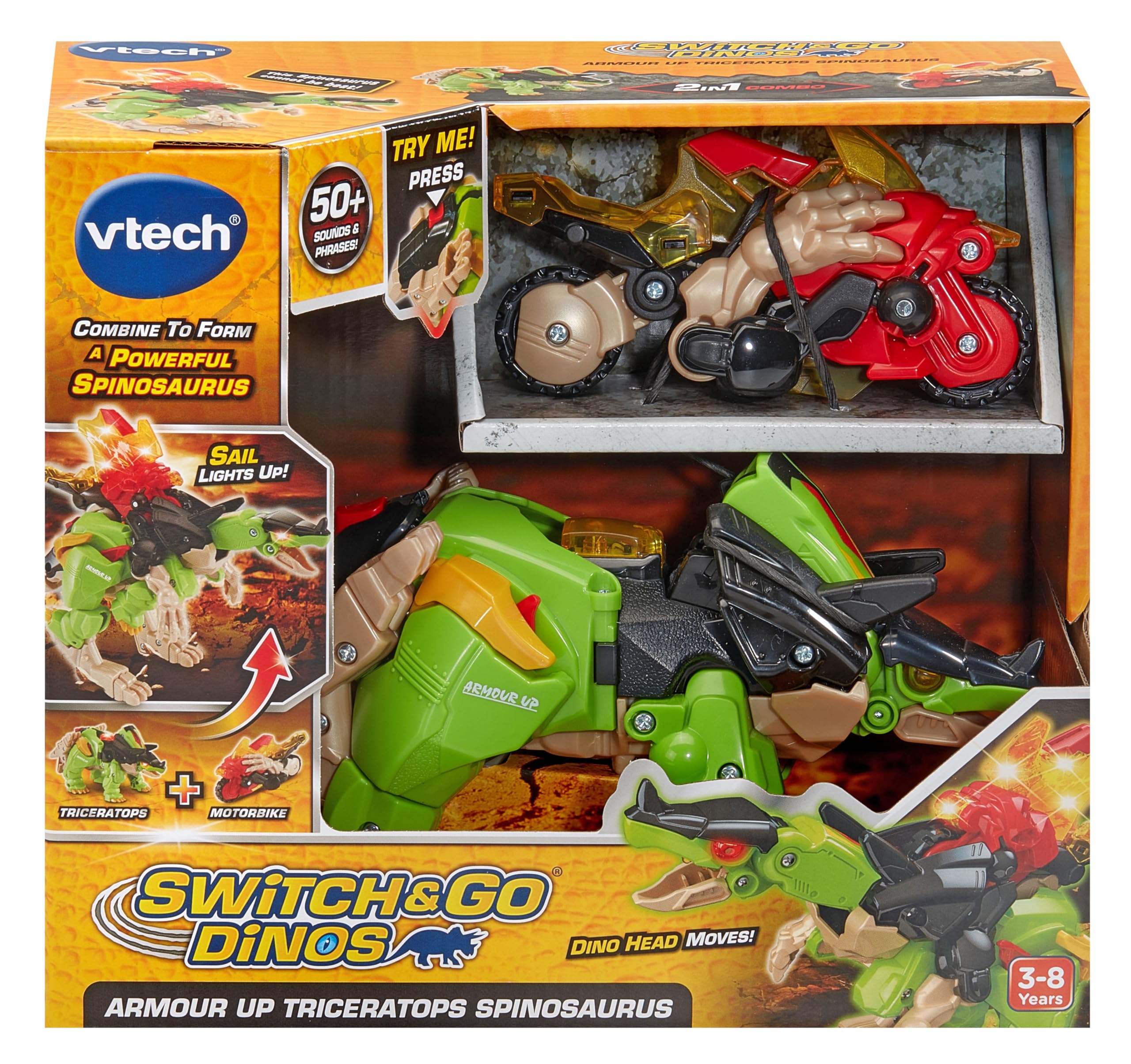 VTech Switch & Go Dinos Armour Up Triceratops Spinosaurus - 2-in-1 Interactive Dino Toy for Ages 3-8 5