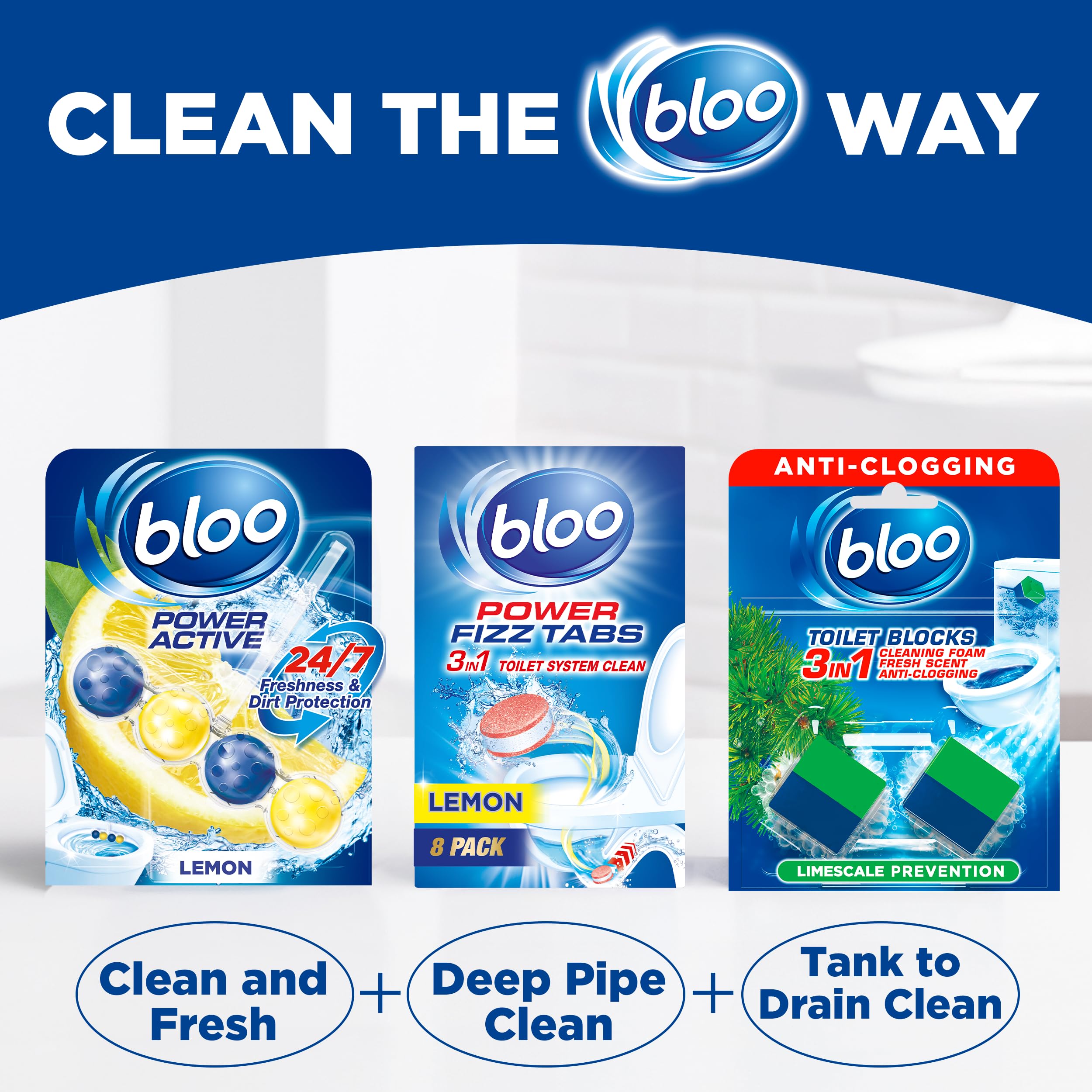 Bloo 3in1 Toilet Blocks - Limescale Remover & Cleaner | 2 Count Pack 7