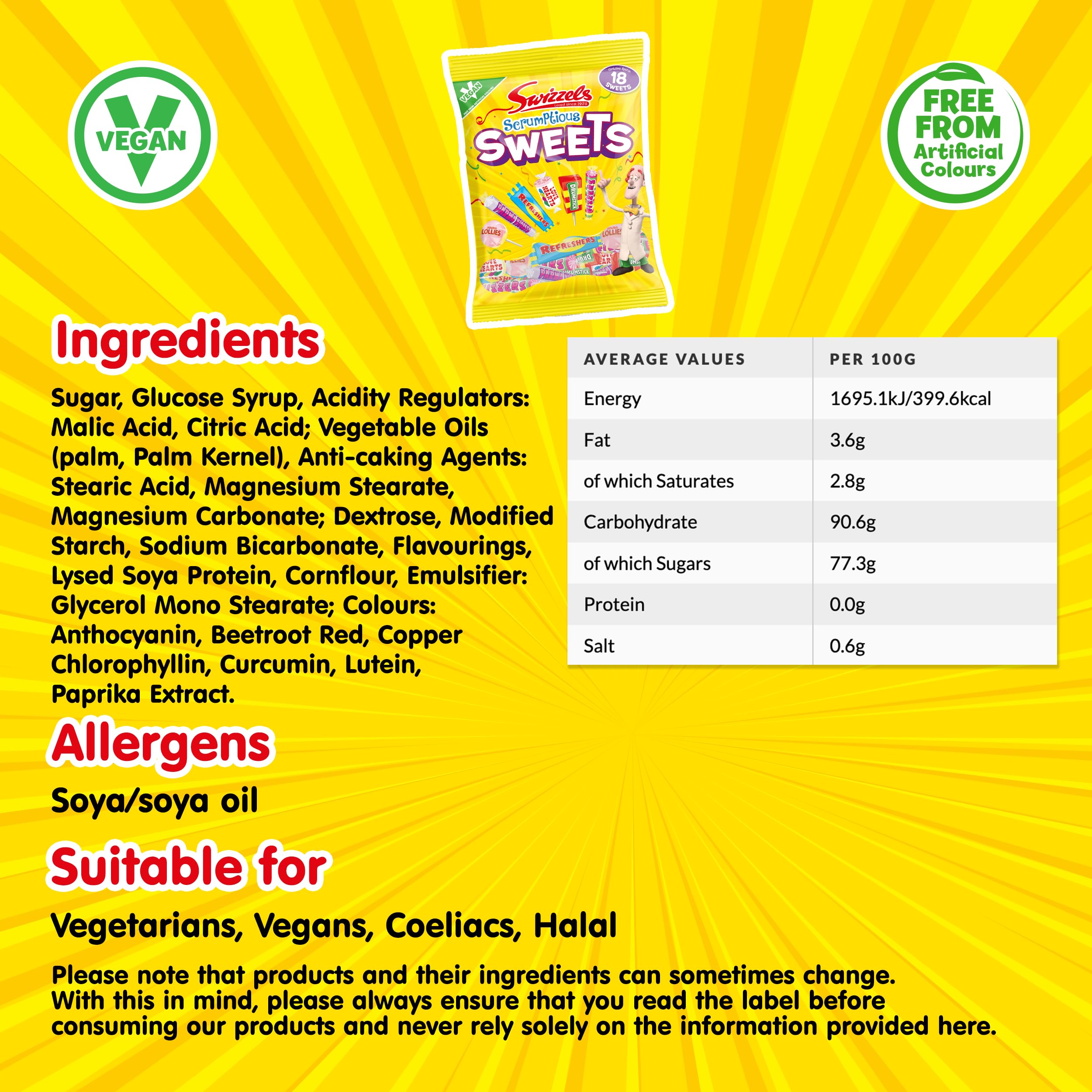 Swizzels Scrumptious Sweets Toffee | 134g Pack | Free from Artificial Colours