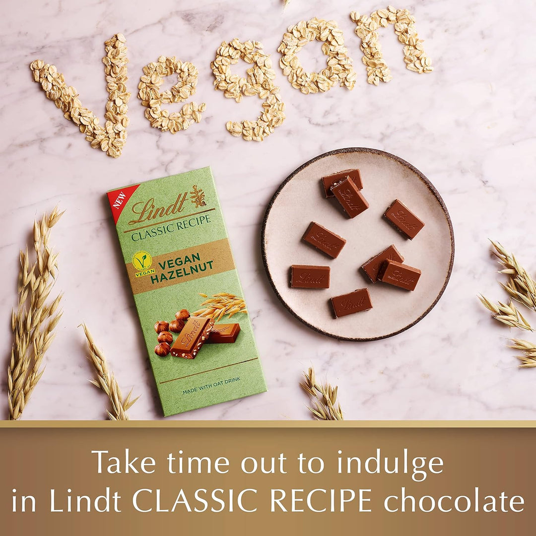 Lindt Vegan Chocolate Bar with Hazelnut, Almond & Oat Drink Powder, 100g