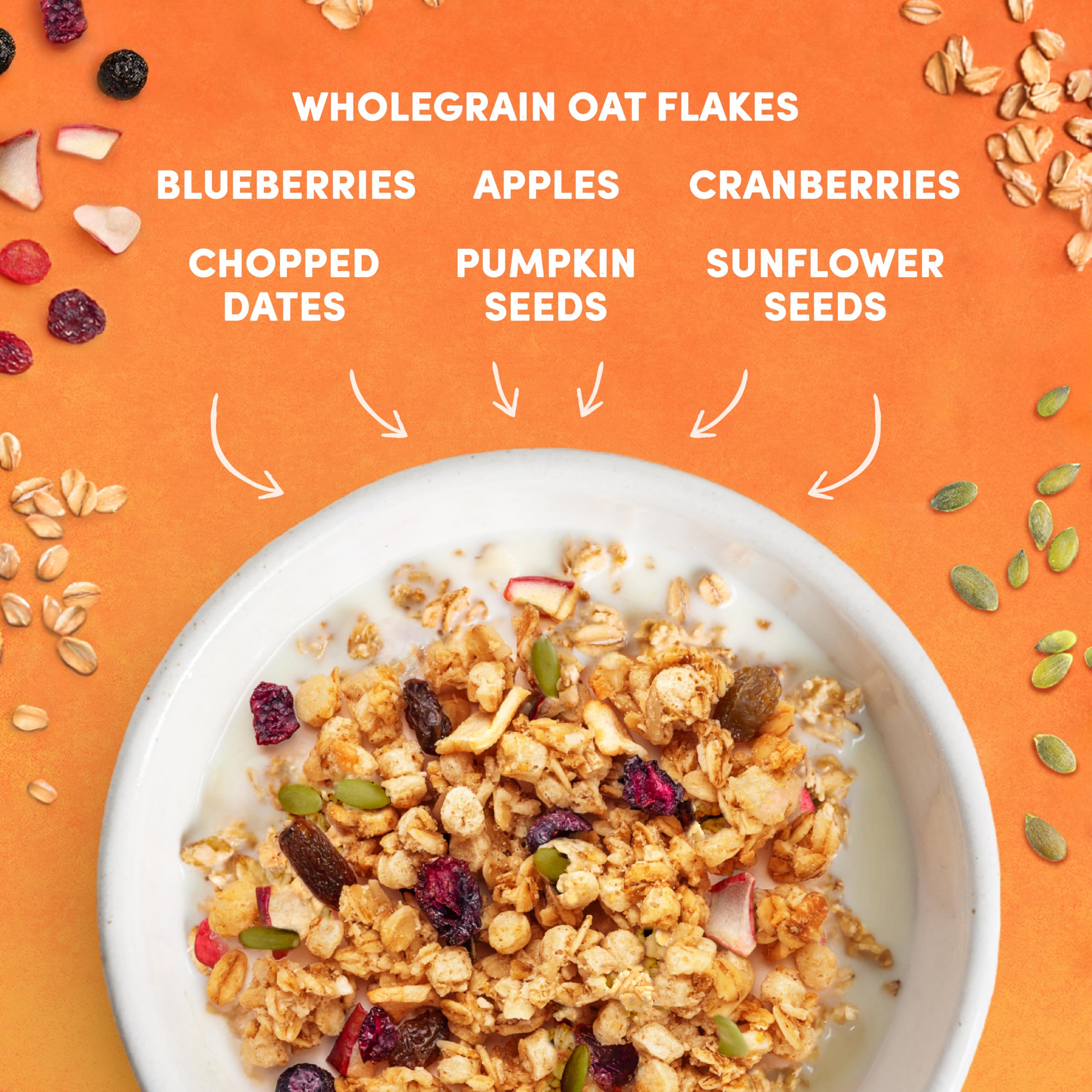 JORDANS No Added Sugar Apple & Berries Granola - High Fibre, Vegetarian | 4 x 425g Multi-pack