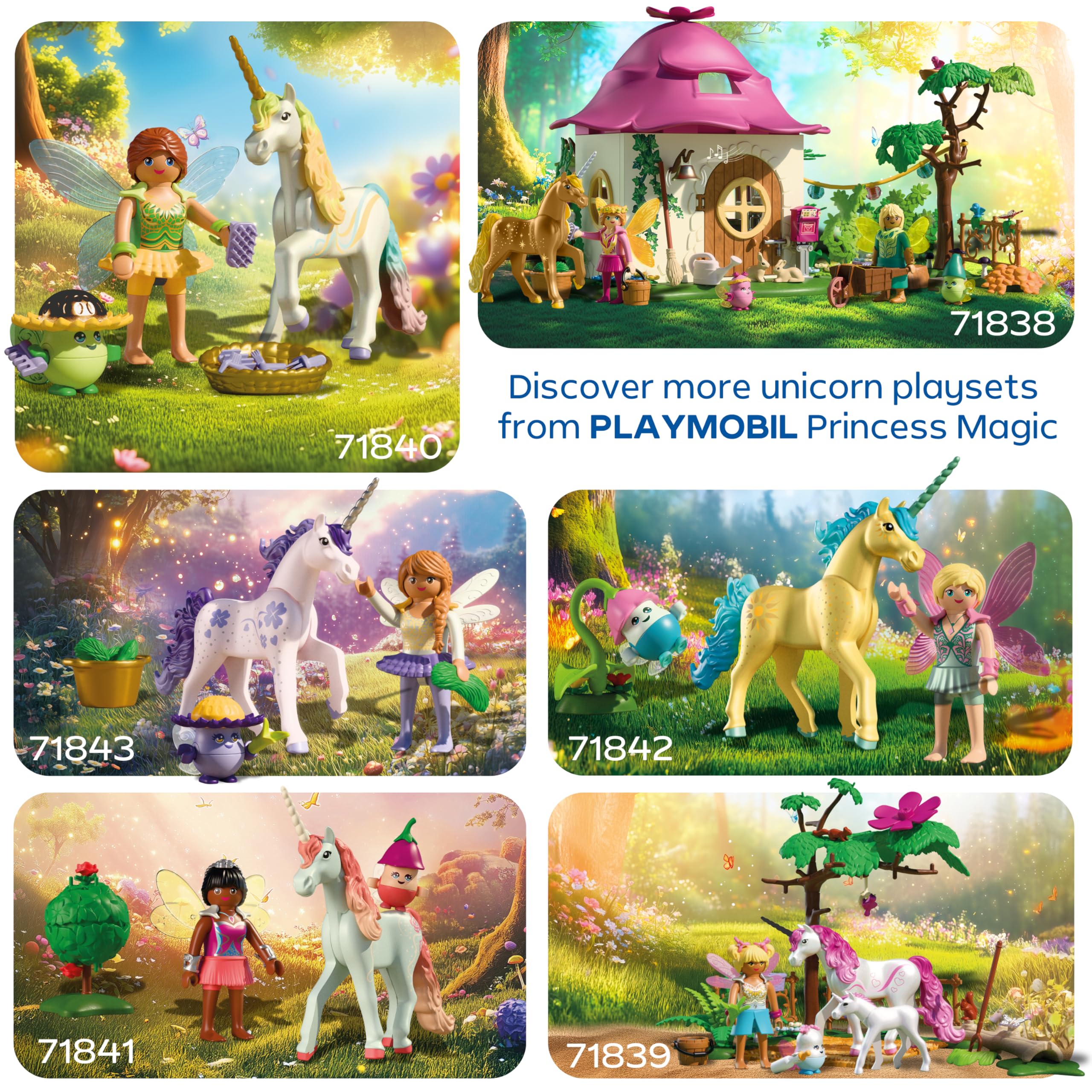 Playmobil Magic Unicorns Enchanting Stable Playset - Unicorn Mom and Foal with Fairy & Joyling Figures 4