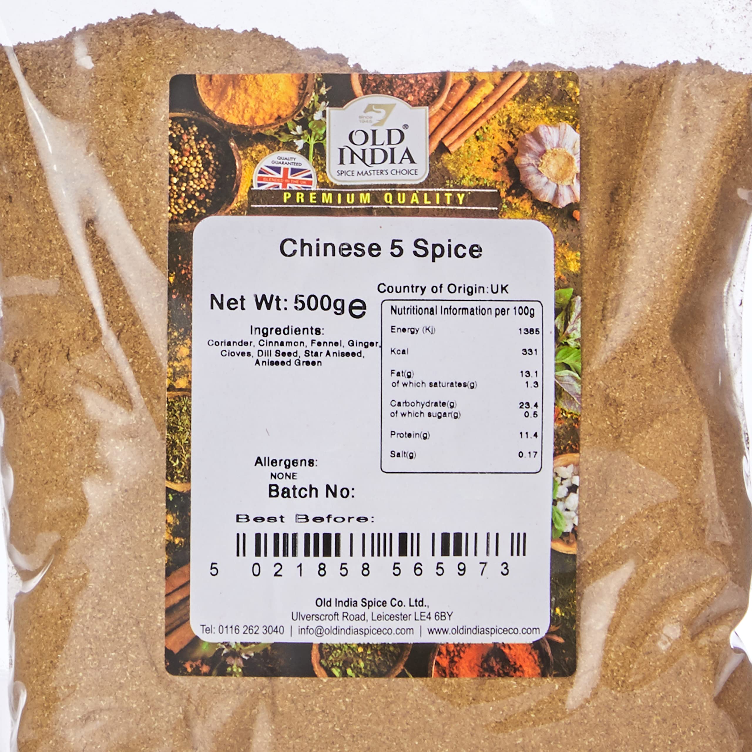 Old India Chinese 5 Spice Powder - Natural, Additive & GMO Free | 500g
