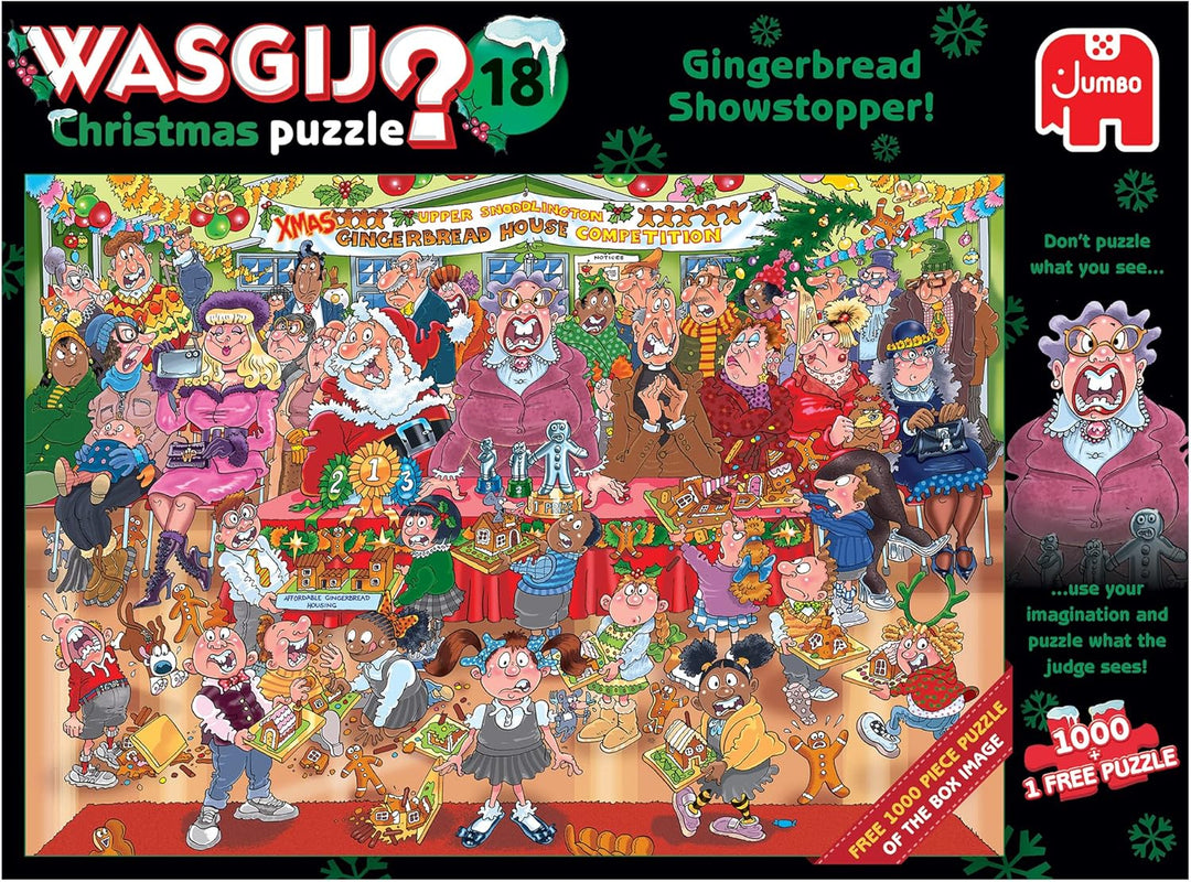 Jumbo Wasgij Christmas 18 Gingerbread Showstopper 2000-Piece Jigsaw Puzzle Set for Adults