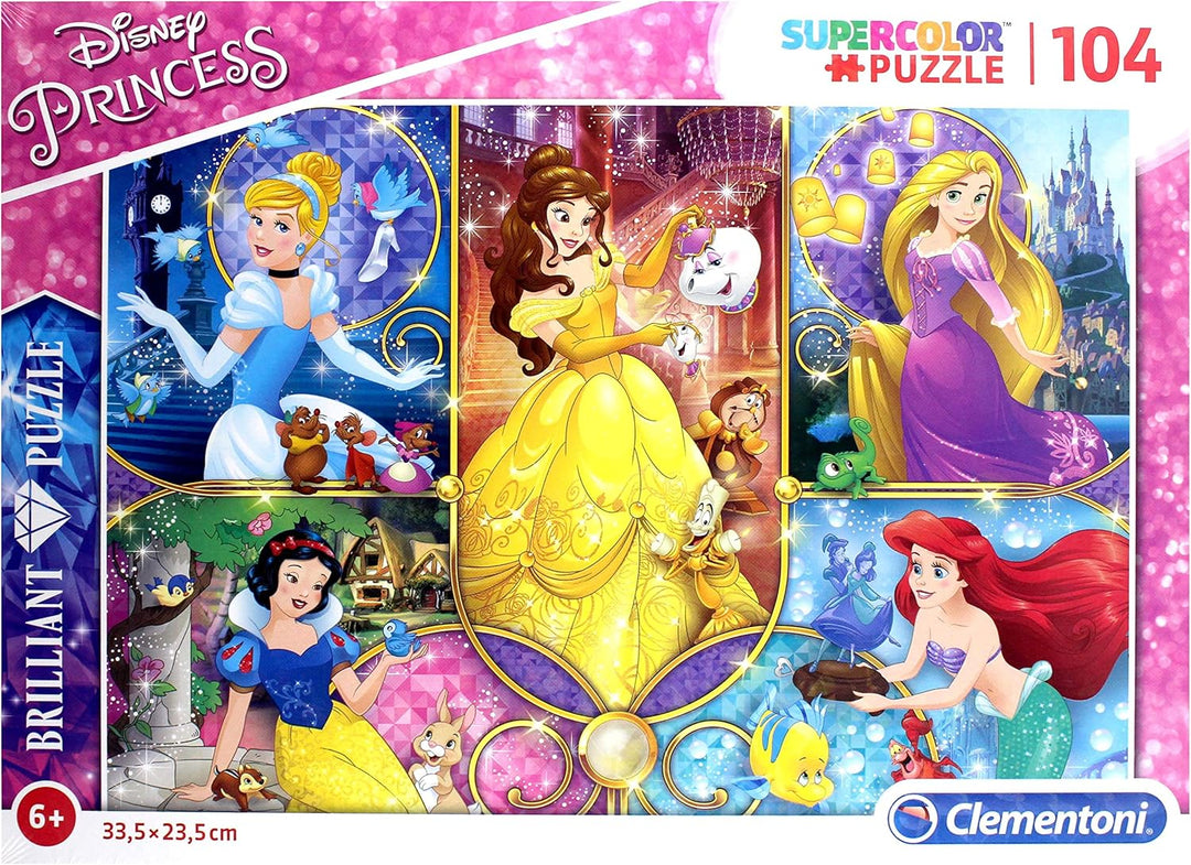 Clementoni - Disney Princess Brilliant Puzzle 104-Piece Jigsaw Puzzle for Kids