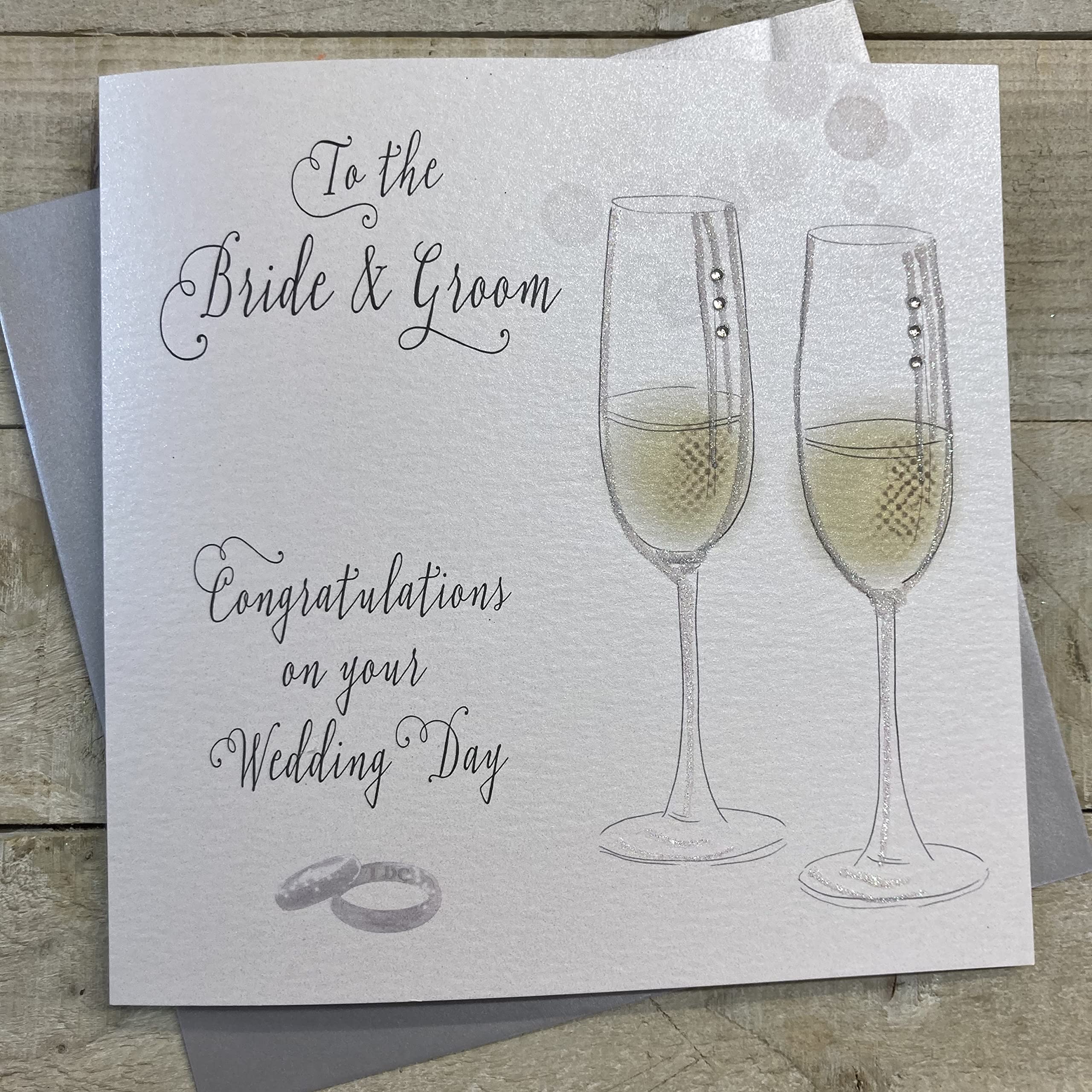 WHITE COTTON CARDS Sophisticated Neon Range Wedding Card - Champagne, To the Bride & Groom | 22cm x 22cm