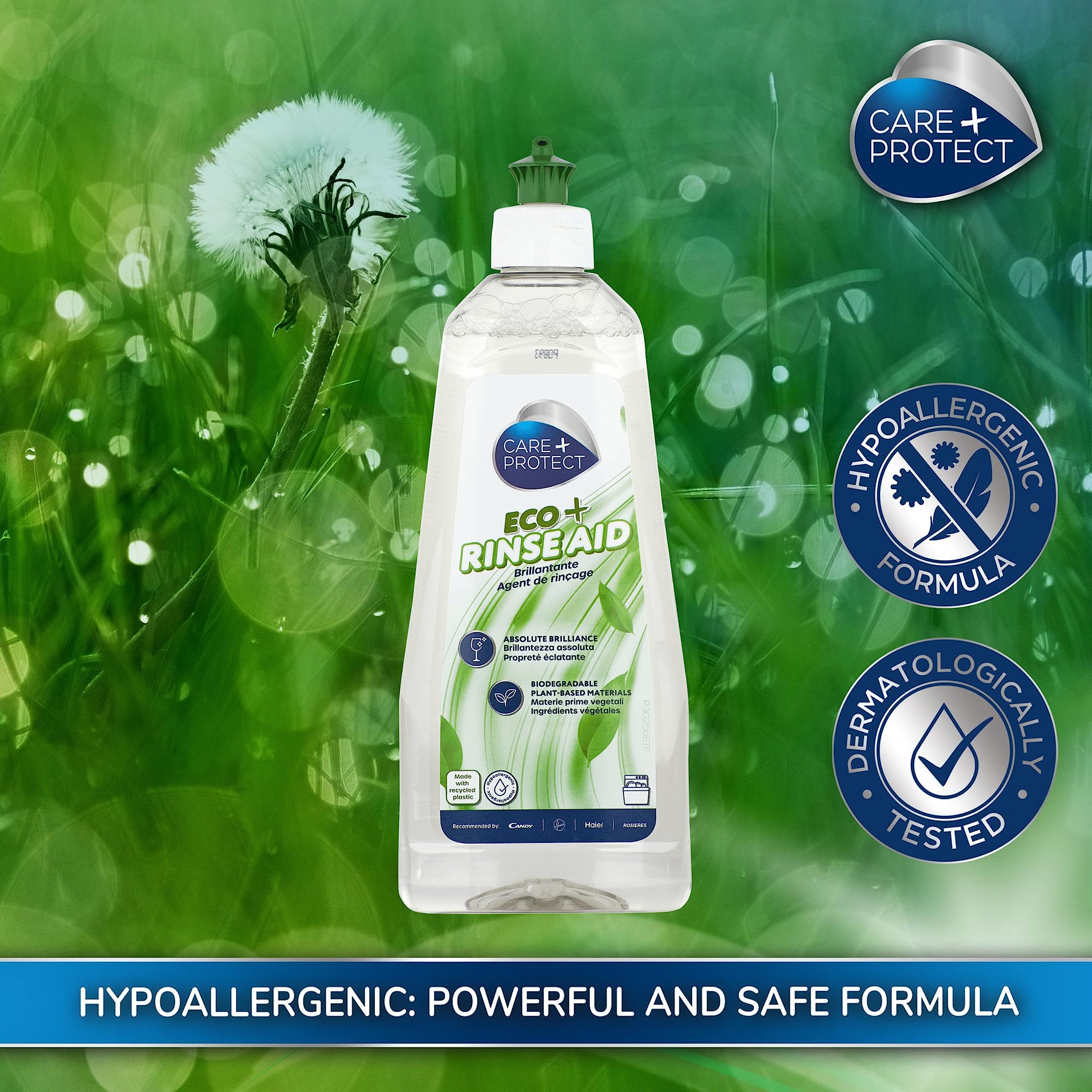 CARE + PROTECT ECO+ Rinse Aid for All Dishwashers - Hypoallergenic, Unscented, 500 ml 6