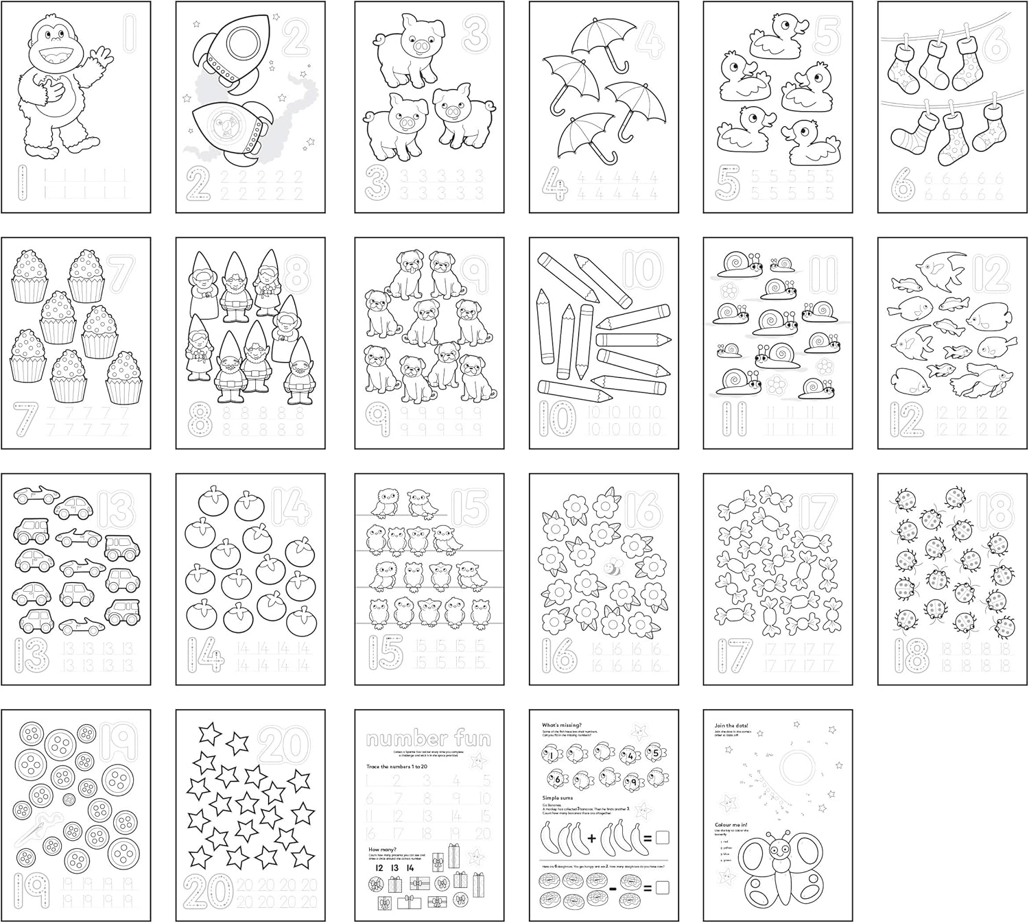 Orchard Toys 1-20 Sticker Colouring Book - Trace and Write Numbers 1-20 - 4 Years + 4