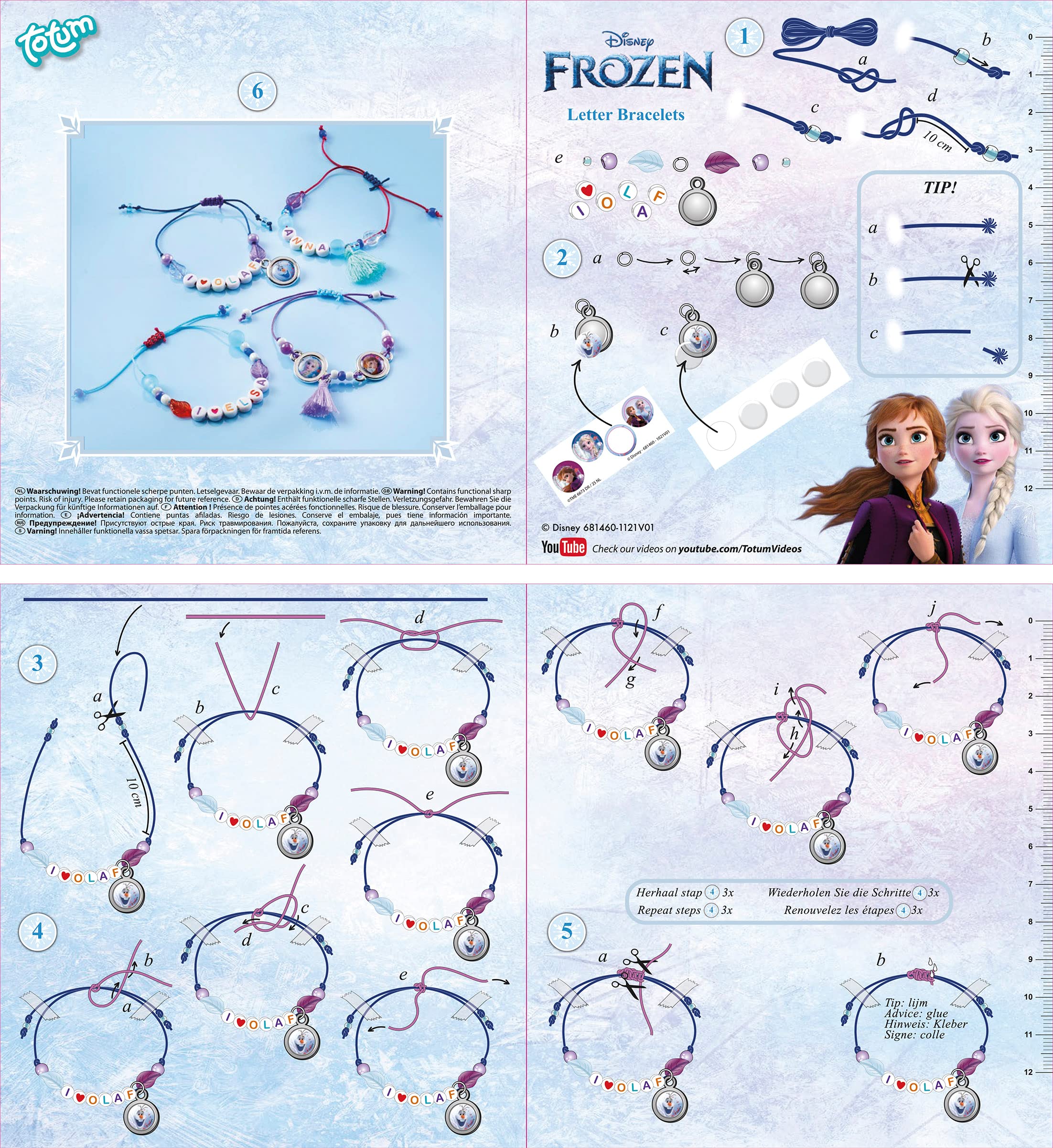 Totum Frozen Letter Bracelet Making Kit - Anna, Elsa & Olaf Motifs | Ages 4+ 9