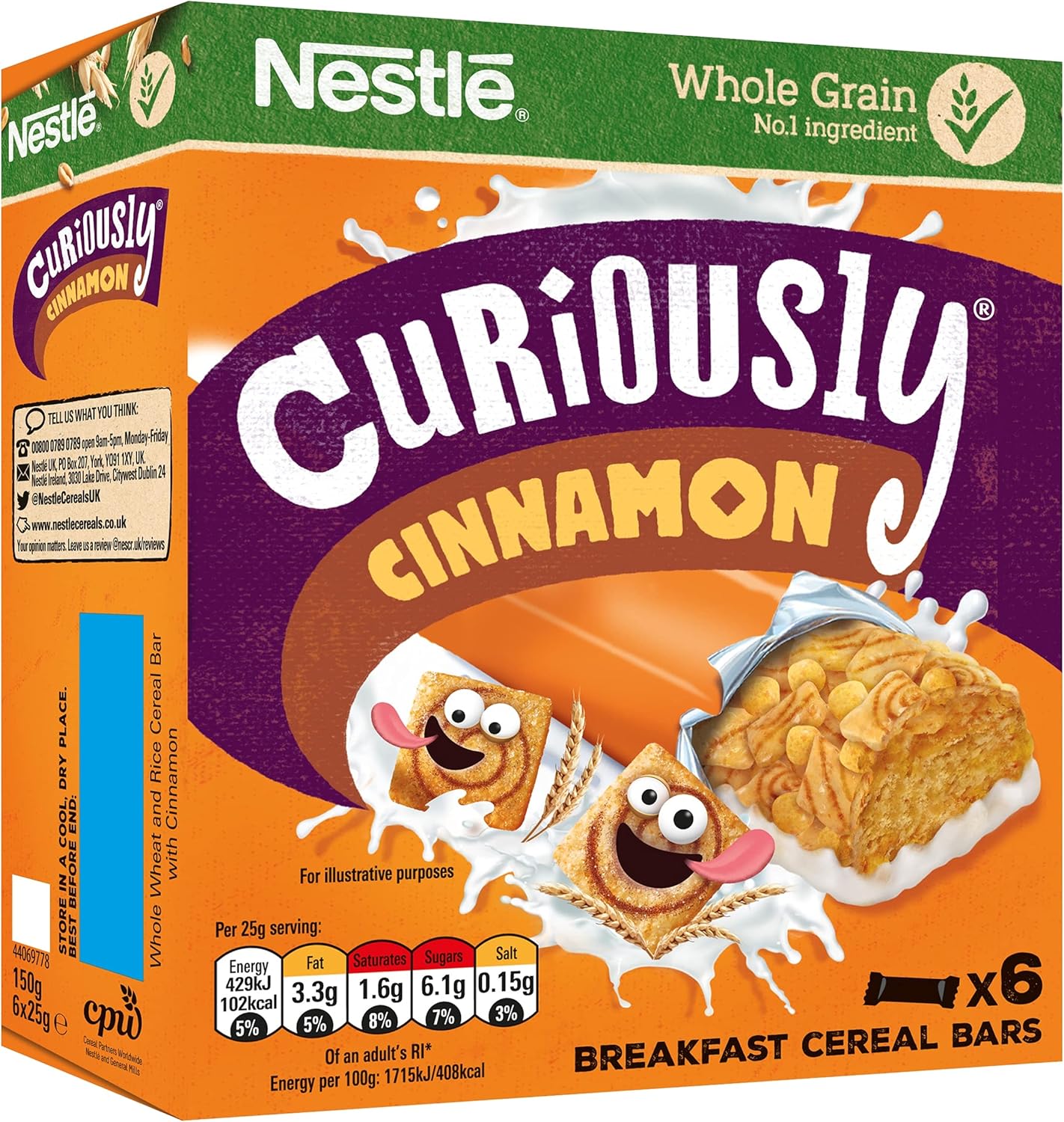 Nestlé Curiously Cinnamon Breakfast Cereal Bars 6 x 25g (150g) 3