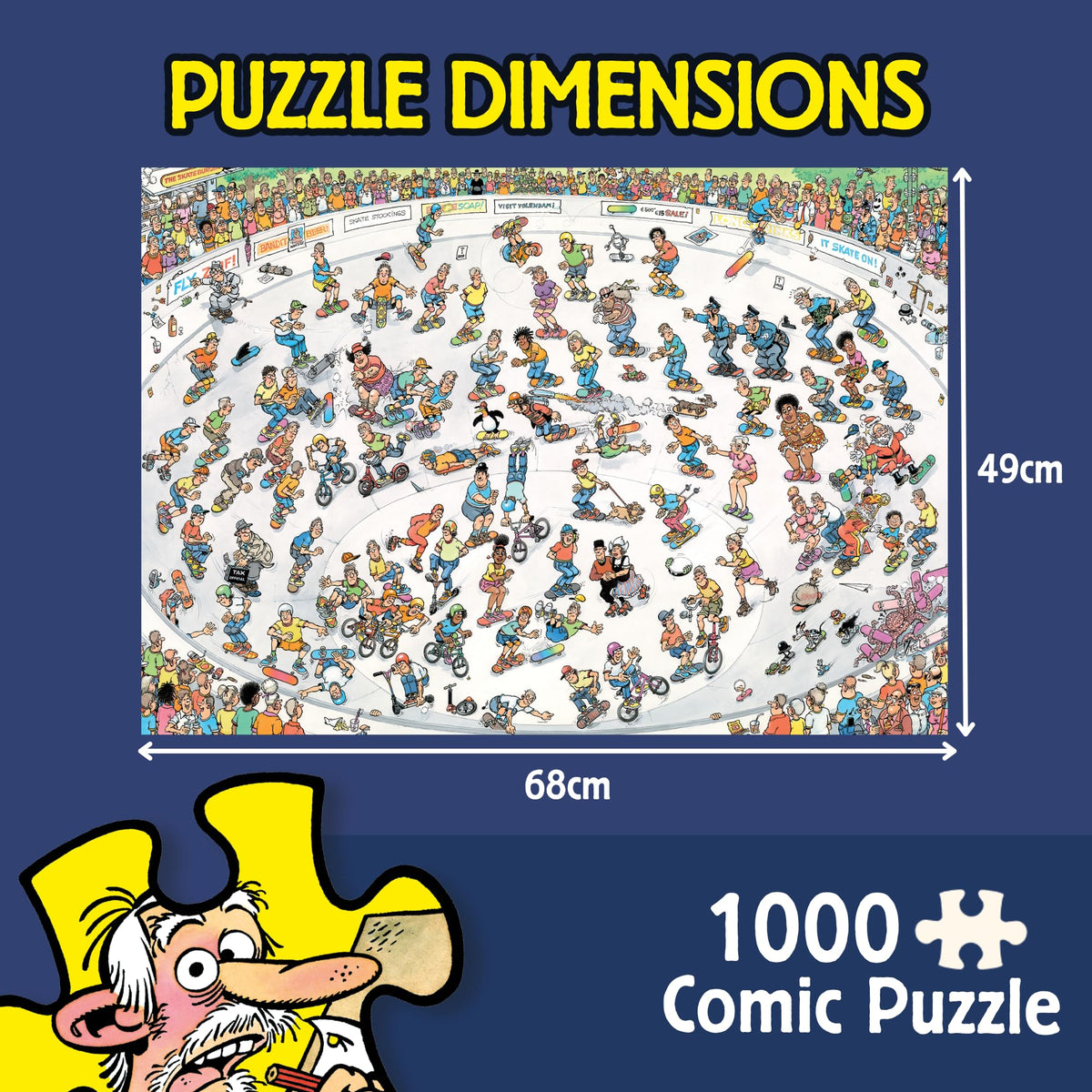 Jan van Haasteren Riding the Skate Bowl Jigsaw Puzzle - 1000 Pieces | Adult Puzzle | 68 x 49 cm