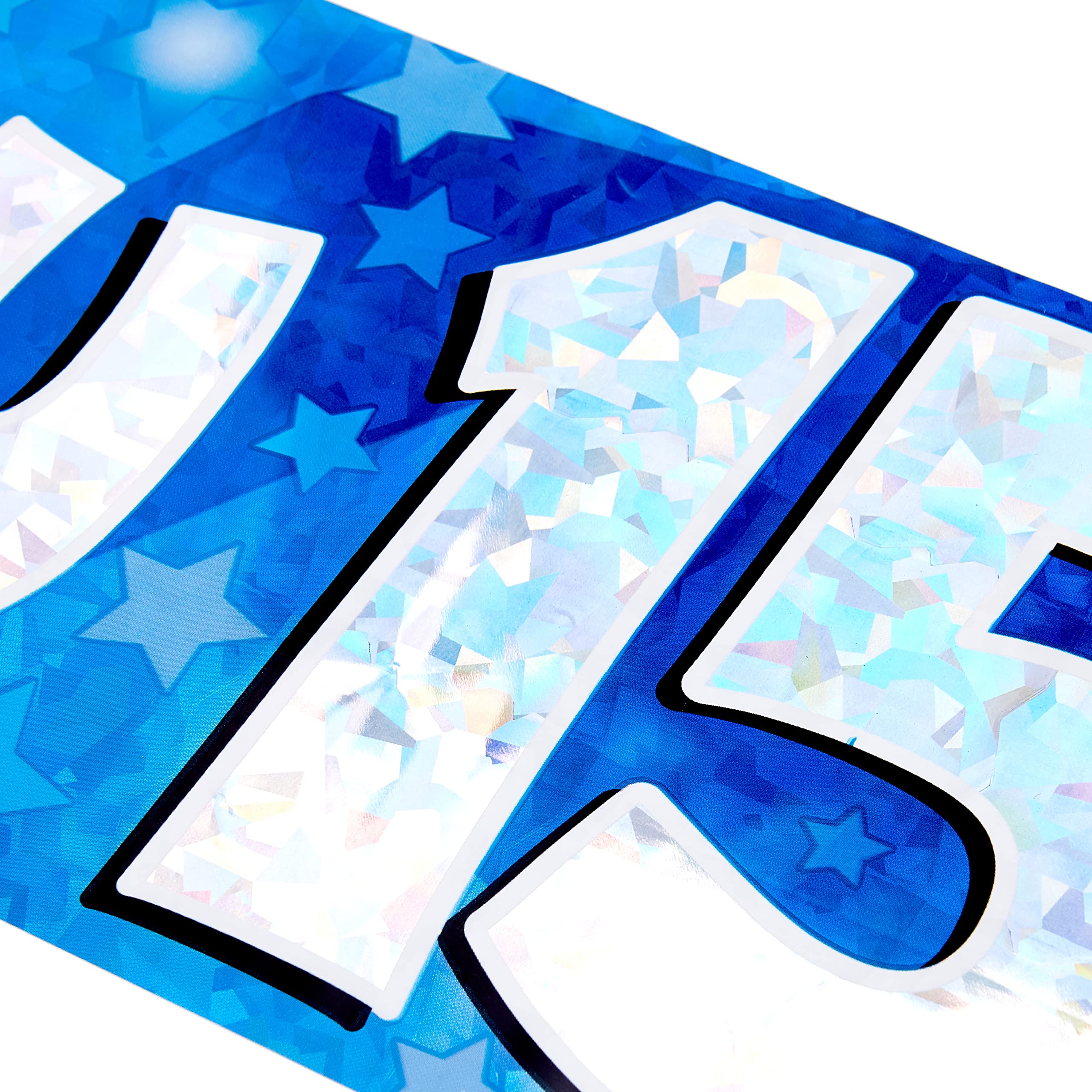 OakTree Happy 15th Birthday Banner - Blue Holographic | 9 ft Length | Foldable