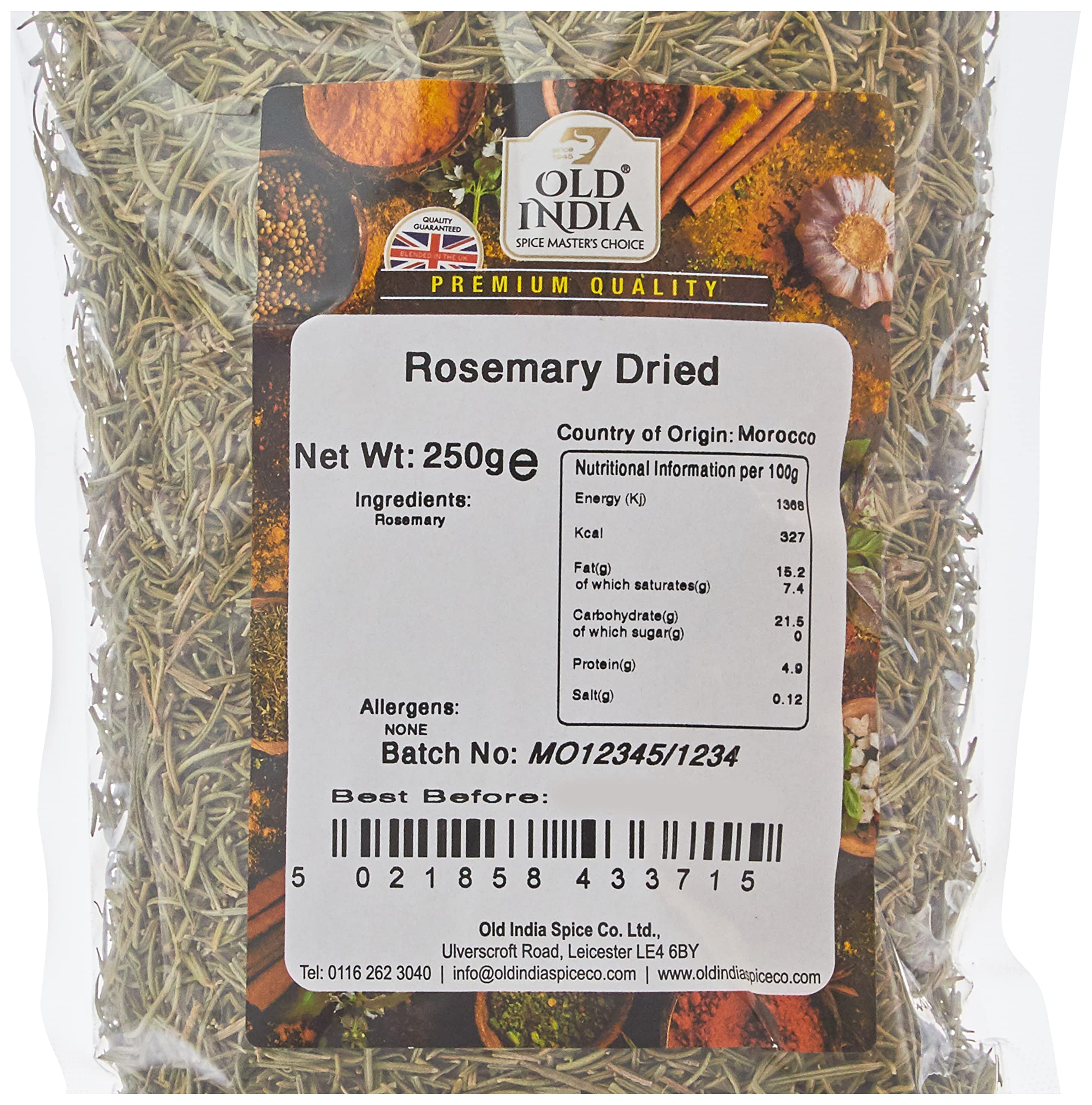 Old India Dried Rosemary - 250g Whole Spice | Natural & Additive Free