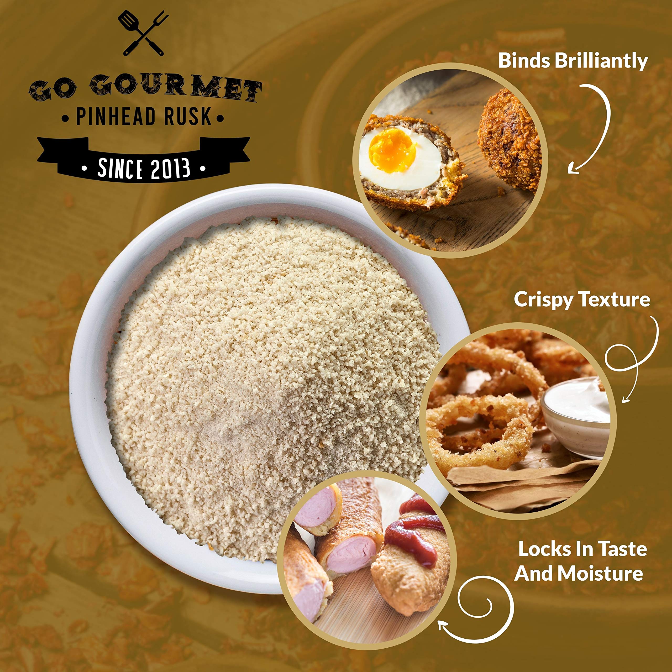 Go Gourmet Pinhead Rusk - Breadcrumbs for Burger Mix and Sausage Making - 1kg 4