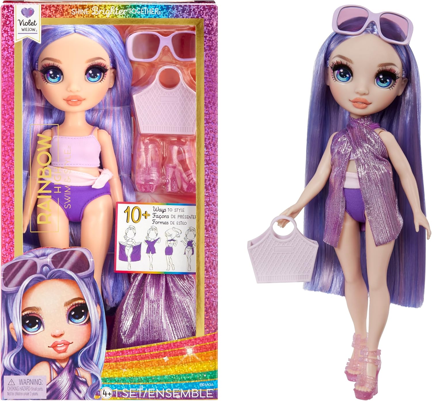 Rainbow High Swim & Style - Violet (Purple) - 28 cm Doll with Shimmery Wrap 1