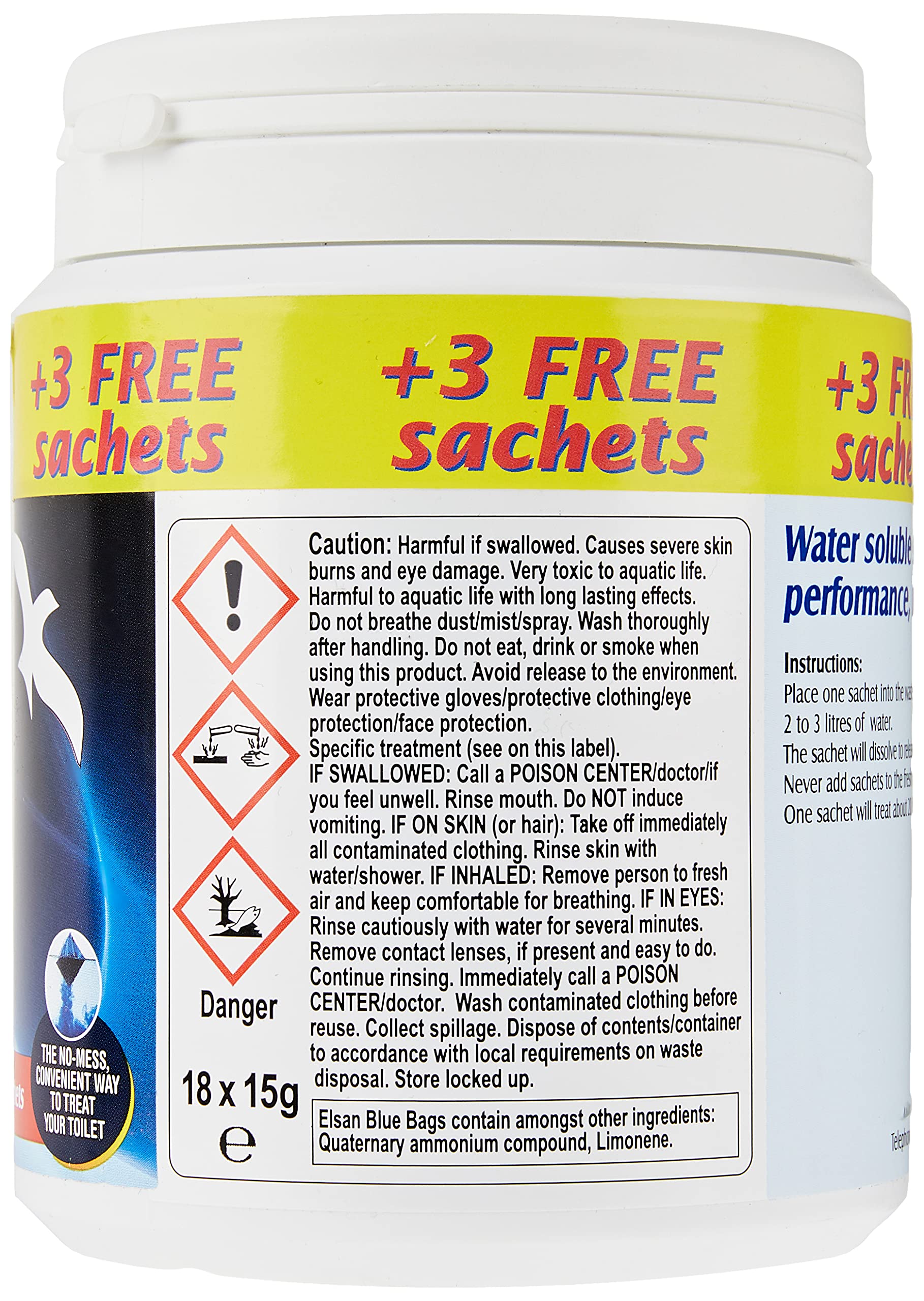 Elsan BAGS Chemical Toilet Bags - Blue | 21 Count | Concentrated Powder 3