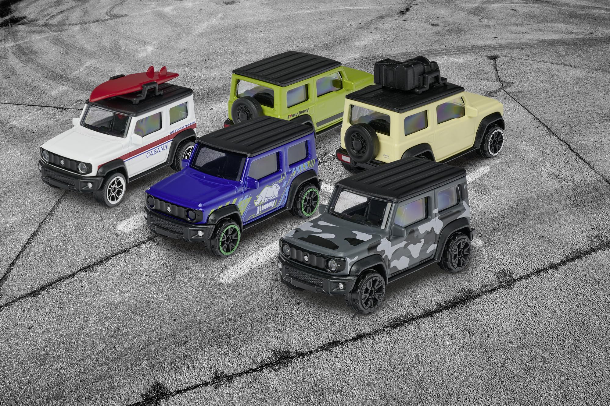 Majorette Suzuki Jimny 5er-Pack SUV-Spielzeugautos aus Metall – Geschenkset zum Sammeln für Kinder ab 3 Jahren 5
