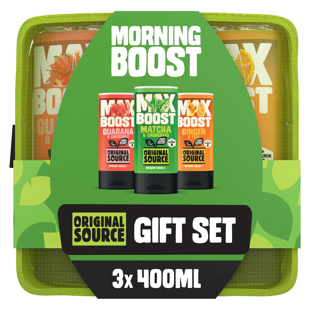 Original Source Morning Boost Shower Gel Gift Set - 3 x 400ml, Wash Bag