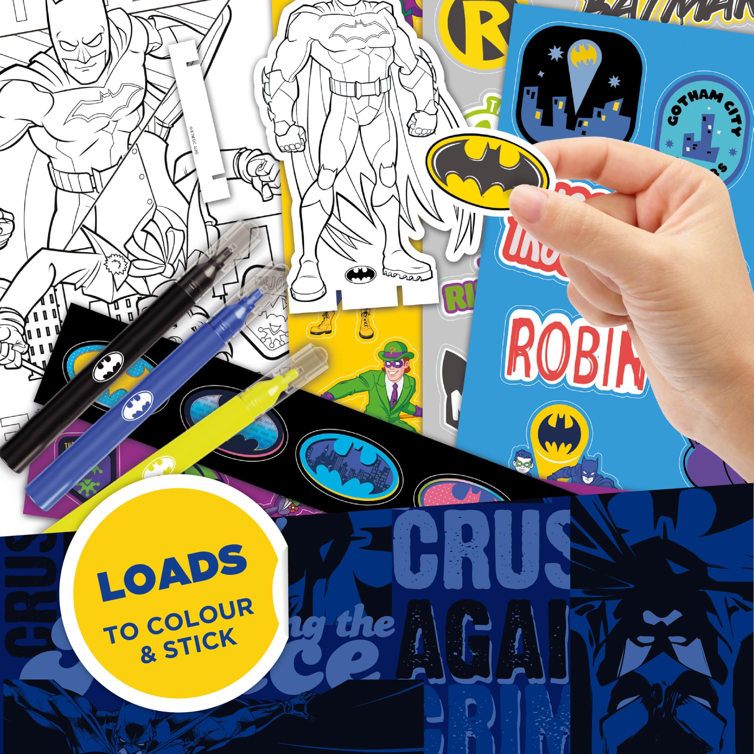 BLADEZ DC Batman Sticker Activity Set - 40+ Pieces | Travel Friendly | Includes Colouring & Pens
