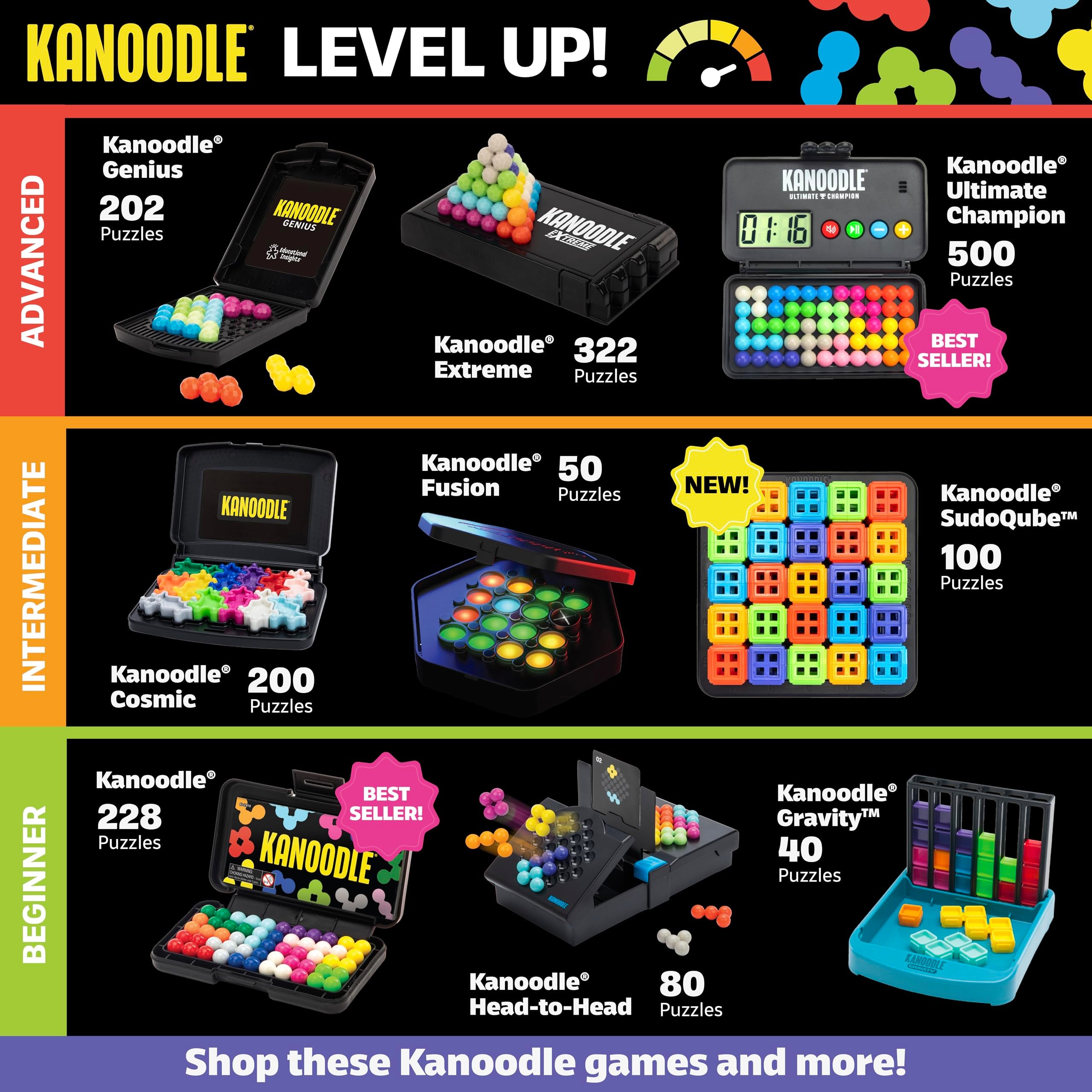 Educational Insights Kanoodle Head-To-Head 2-Player Logic Puzzle Game | Ages 7+ | 80 Challenges 8