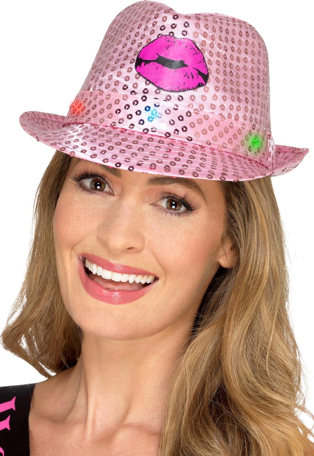 Smiffys Light Up Sequin Hen Party Trilby Hat - Pink, One Size (48336)