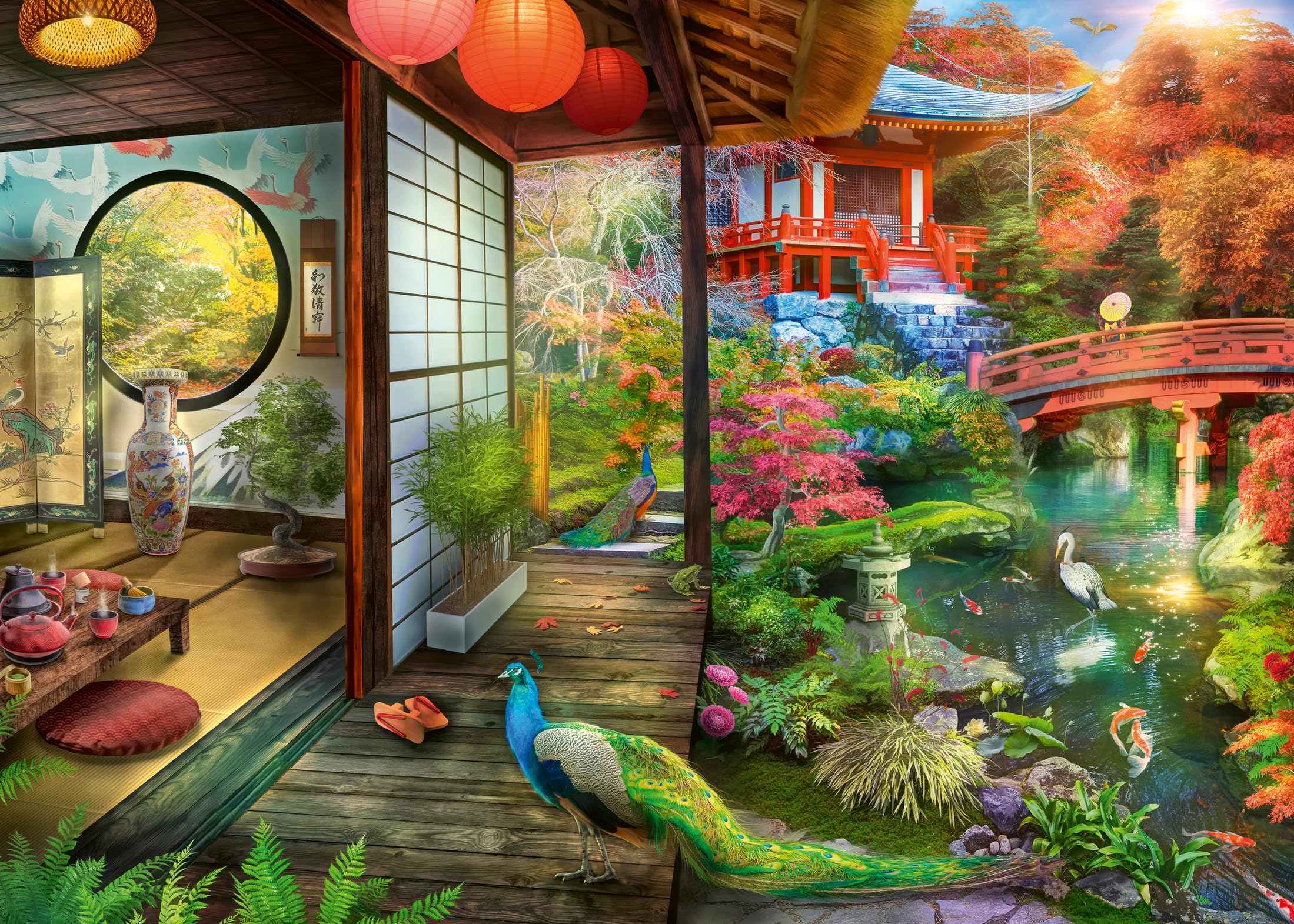 Ravensburger Japanese Garden Teahouse Jigsaw Puzzle - 1000 Pieces for Adults | Glare-Free Finish 1