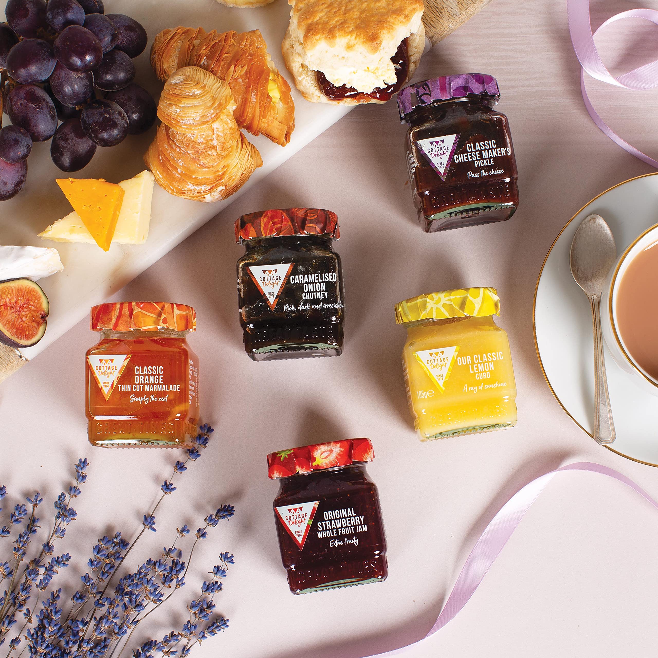 Cottage Delight Five Fabulous Flavours Gift Set - 5-Piece Collection with Caramelised Onion Chutney, Pickle, Marmalade, Lemon Curd & Strawberry Jam 8