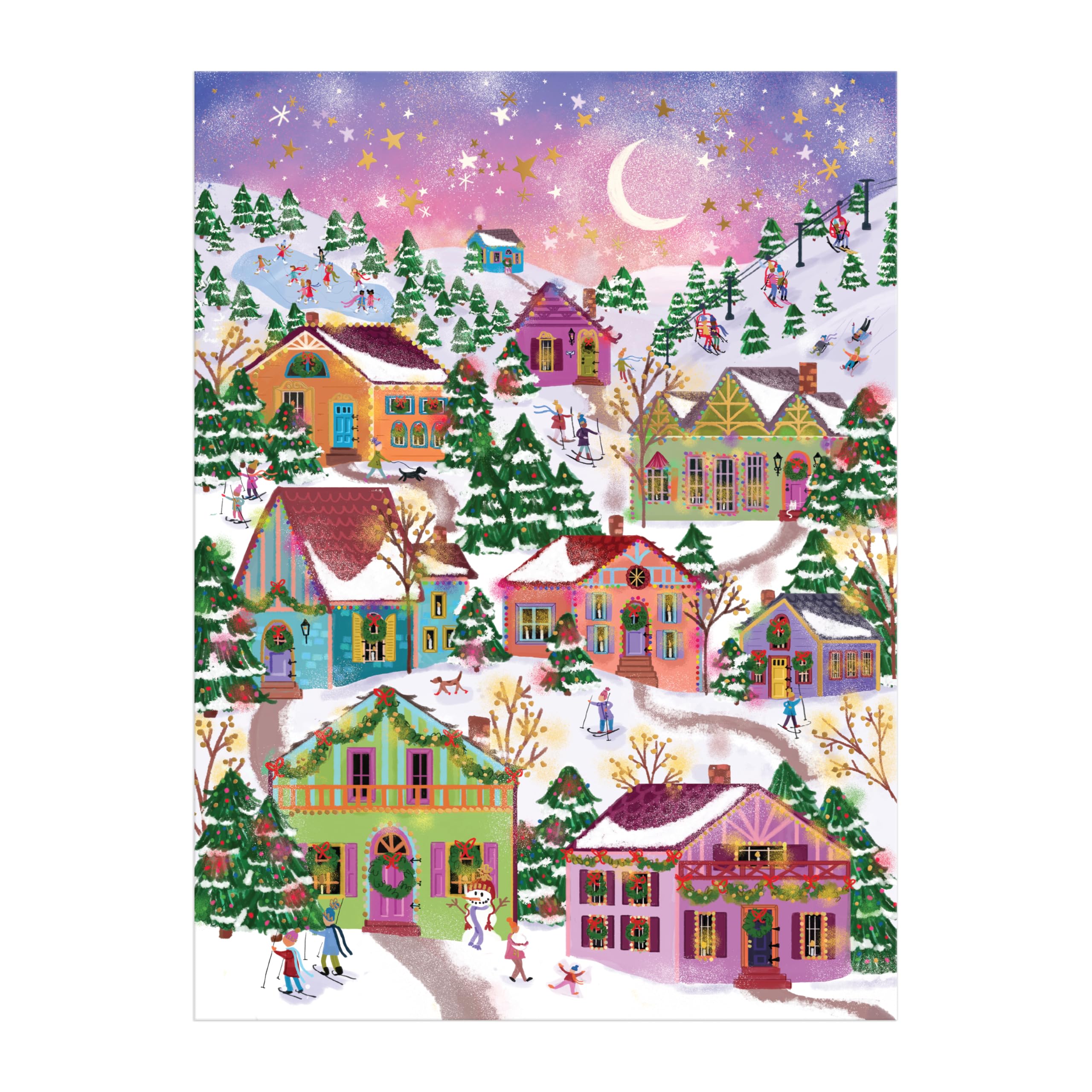 Galison Snowcap Village - 1000 Piece Foil Puzzle by Joy Laforme 6