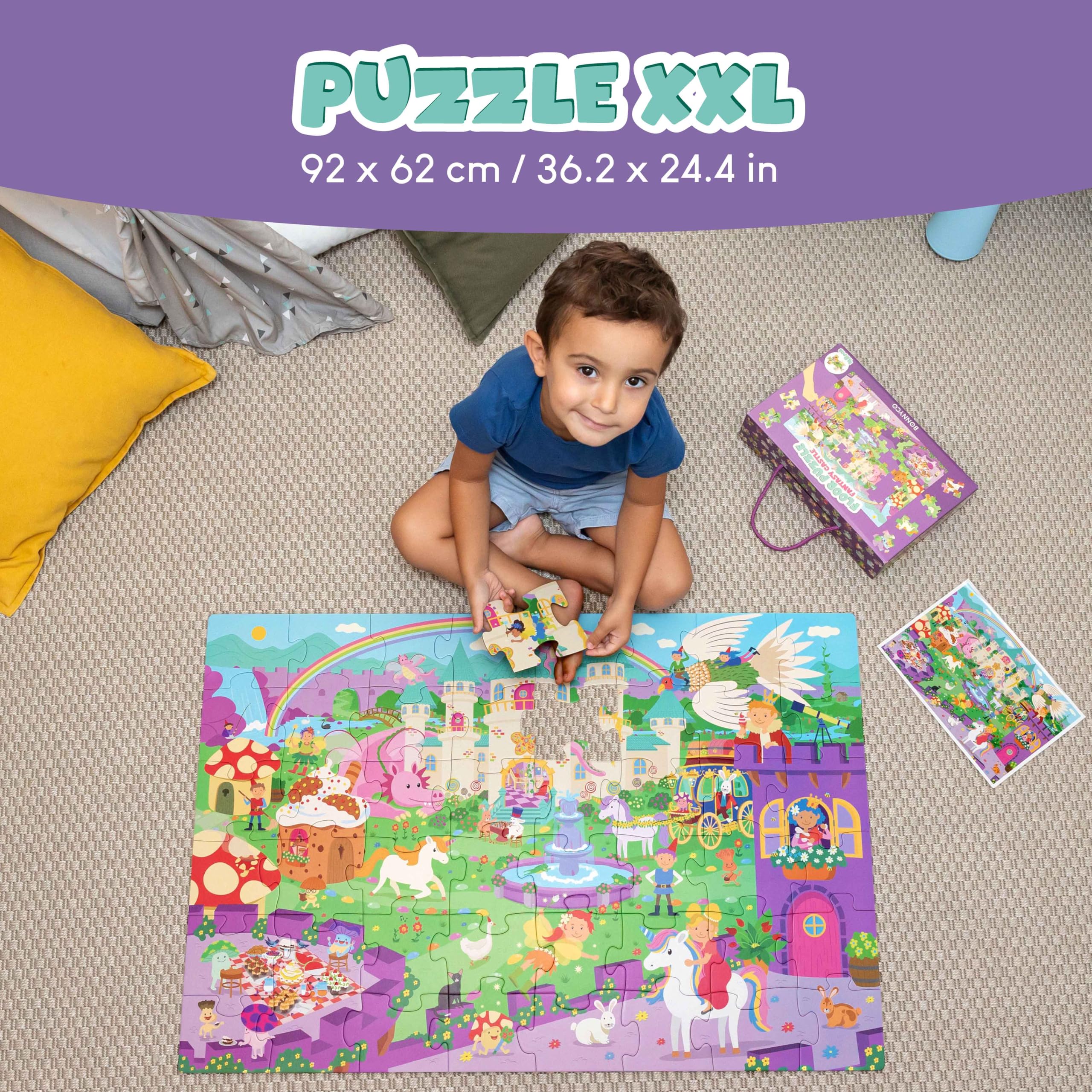BONNYCO Giant Fantasy Castle Floor Puzzle - 48 Large Pieces, Ages 2+ 2