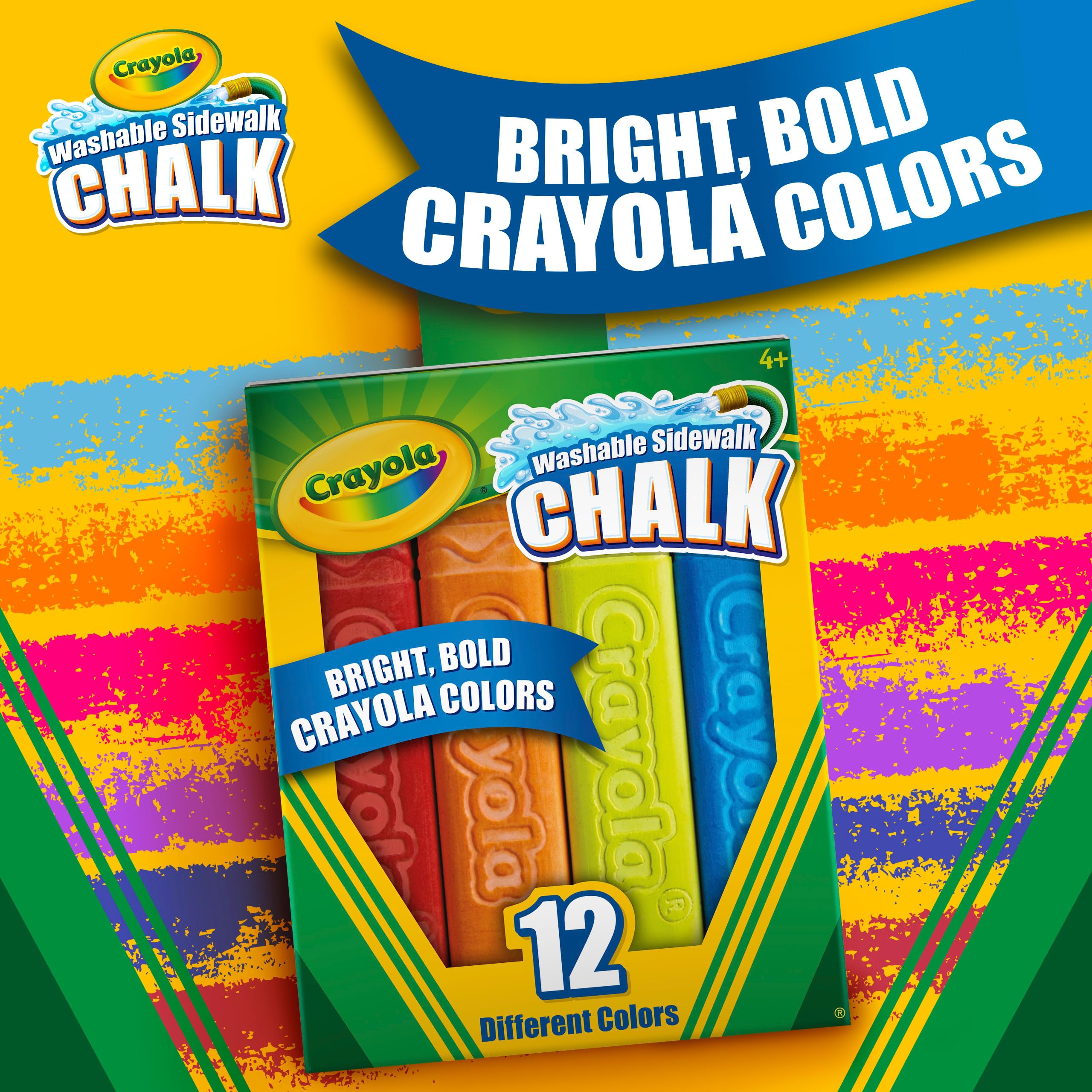 CRAYOLA Outdoor Chalk - Washable Sidewalk Chalk, Square Shape, 12 Assorted Colors 13