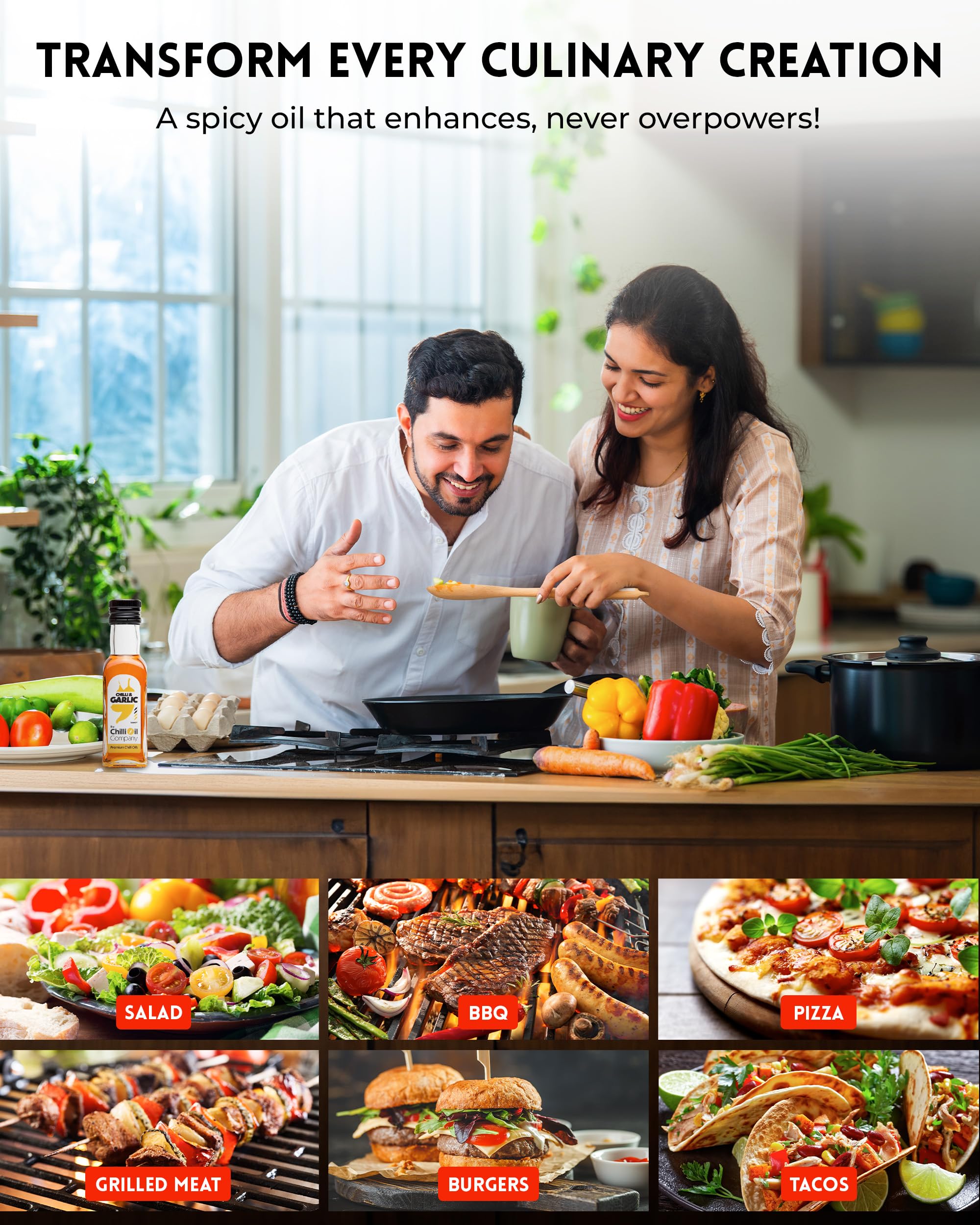 The Chilli Oil Company - Chilli with Garlic 125ml - Medium Hot Sauce with Spanish Extra Virgin Olive Oil 15