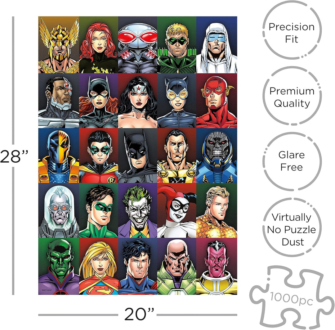 AQUARIUS DC Comics Faces - Justice League & Villains 1000-Piece Jigsaw Puzzle (65359)