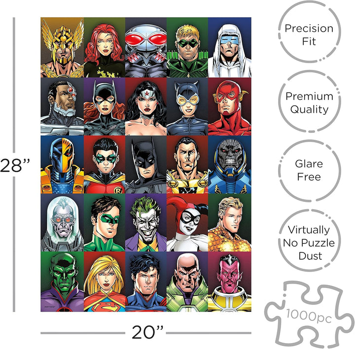 AQUARIUS DC Comics Faces - Justice League & Villains 1000-Piece Jigsaw Puzzle (65359)