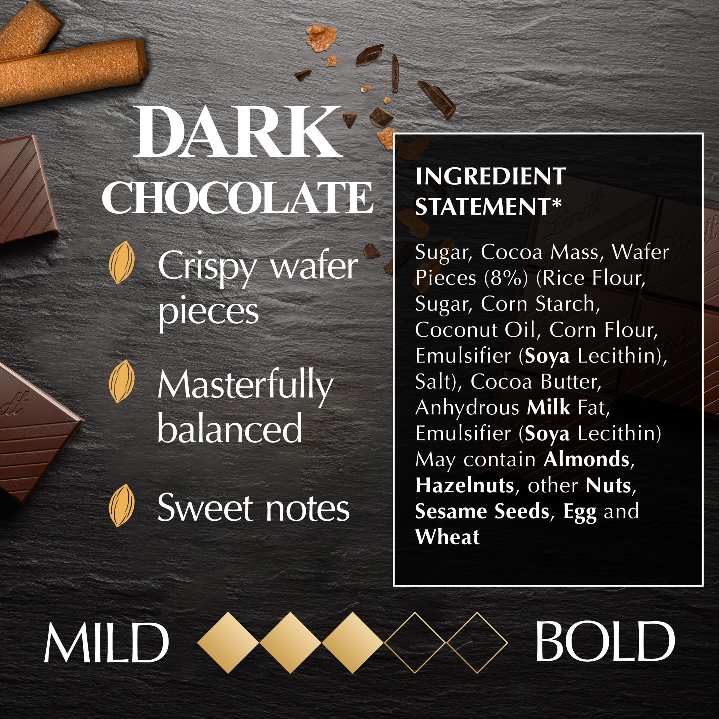Lindt Excellence Dark Chocolate Crispy Wafer Bar 100g 5
