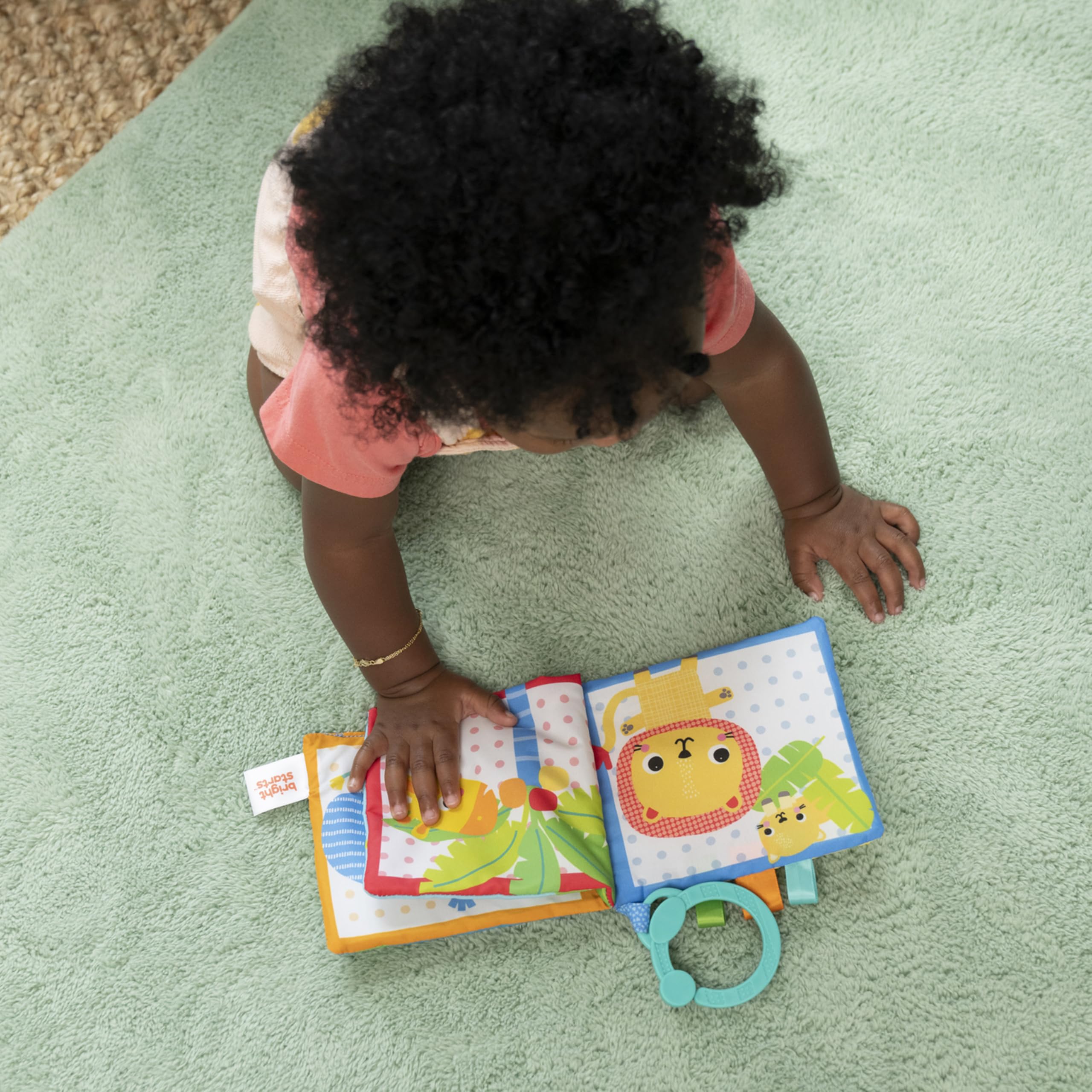 Bright Starts Safari Buddies Soft Crinkle Book Stroller Toy | Sensory Stimulation | Unisex Baby 4