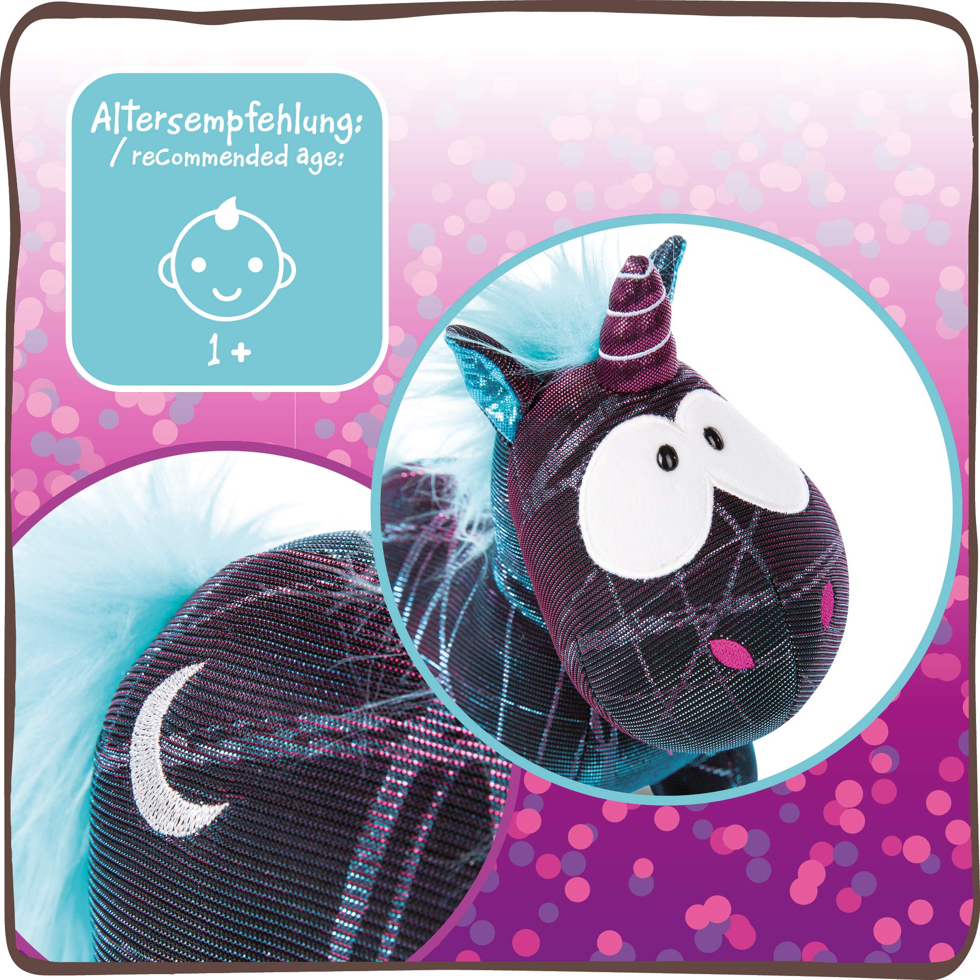 NICI 45712 Theodor & Friends Moon Beamer Special Edition Plush Unicorn - 22 cm, Black/Turquoise 6