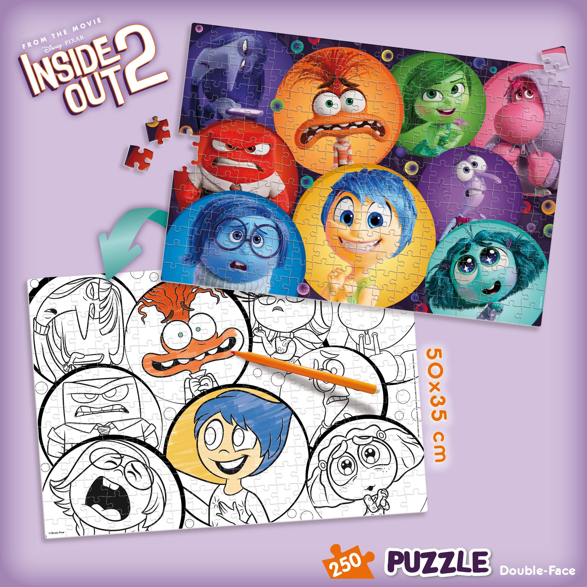Liscianigiochi Disney Inside Out 2 Floor Puzzle - 250 Pieces | Double-Sided & Colorable Back | Ages 7+ 4