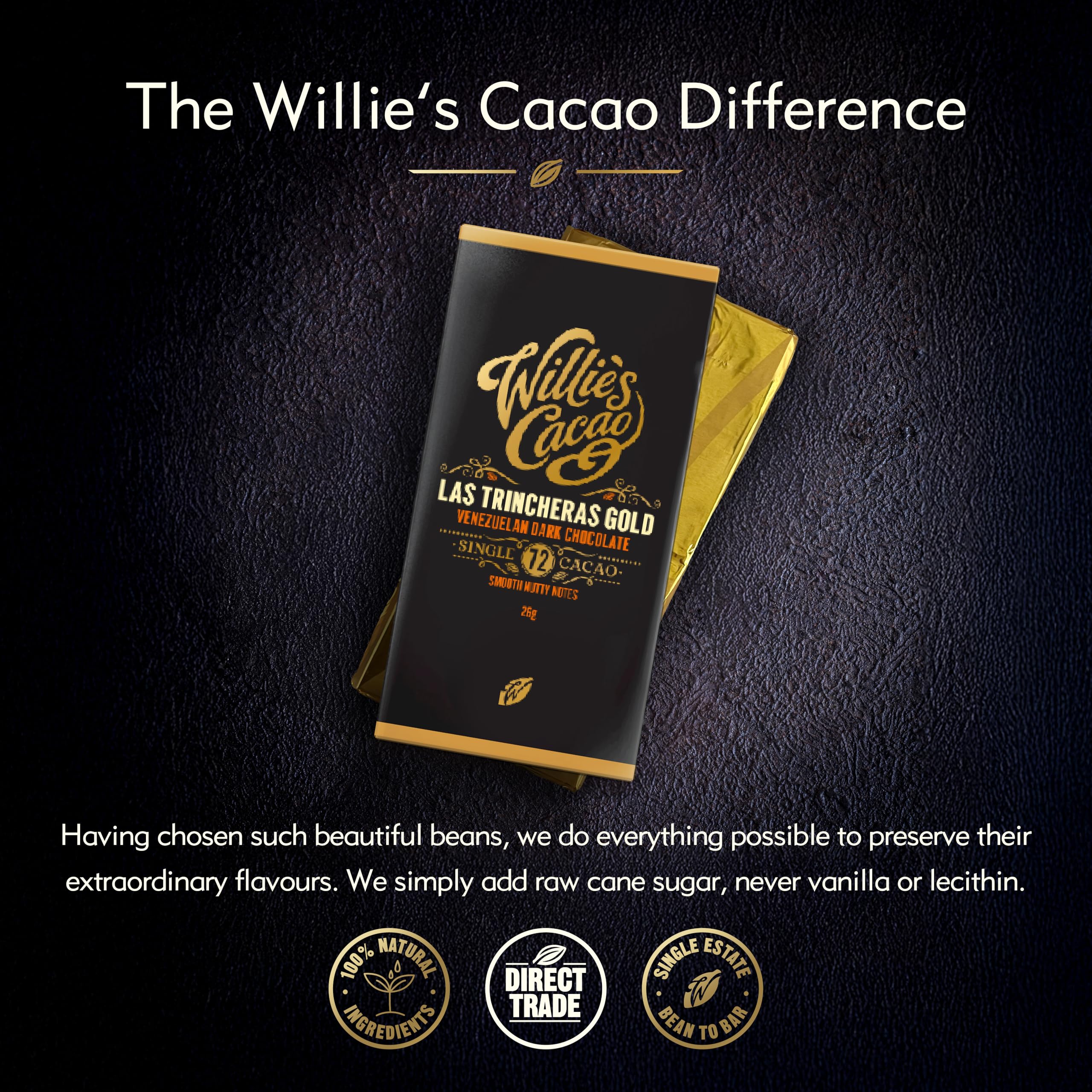 Willie's Cacao Las Trincheras 72% Dark Chocolate Bar - 26g x 30 - Smooth, Nutty, Vegan, Bean to Bar 4
